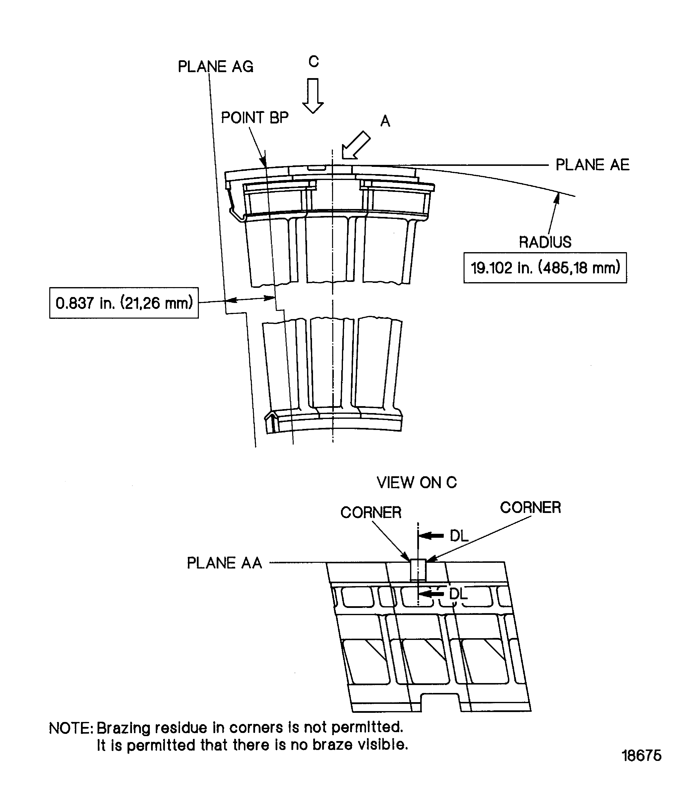 Replace the locating key of the stage 6 turbine vane