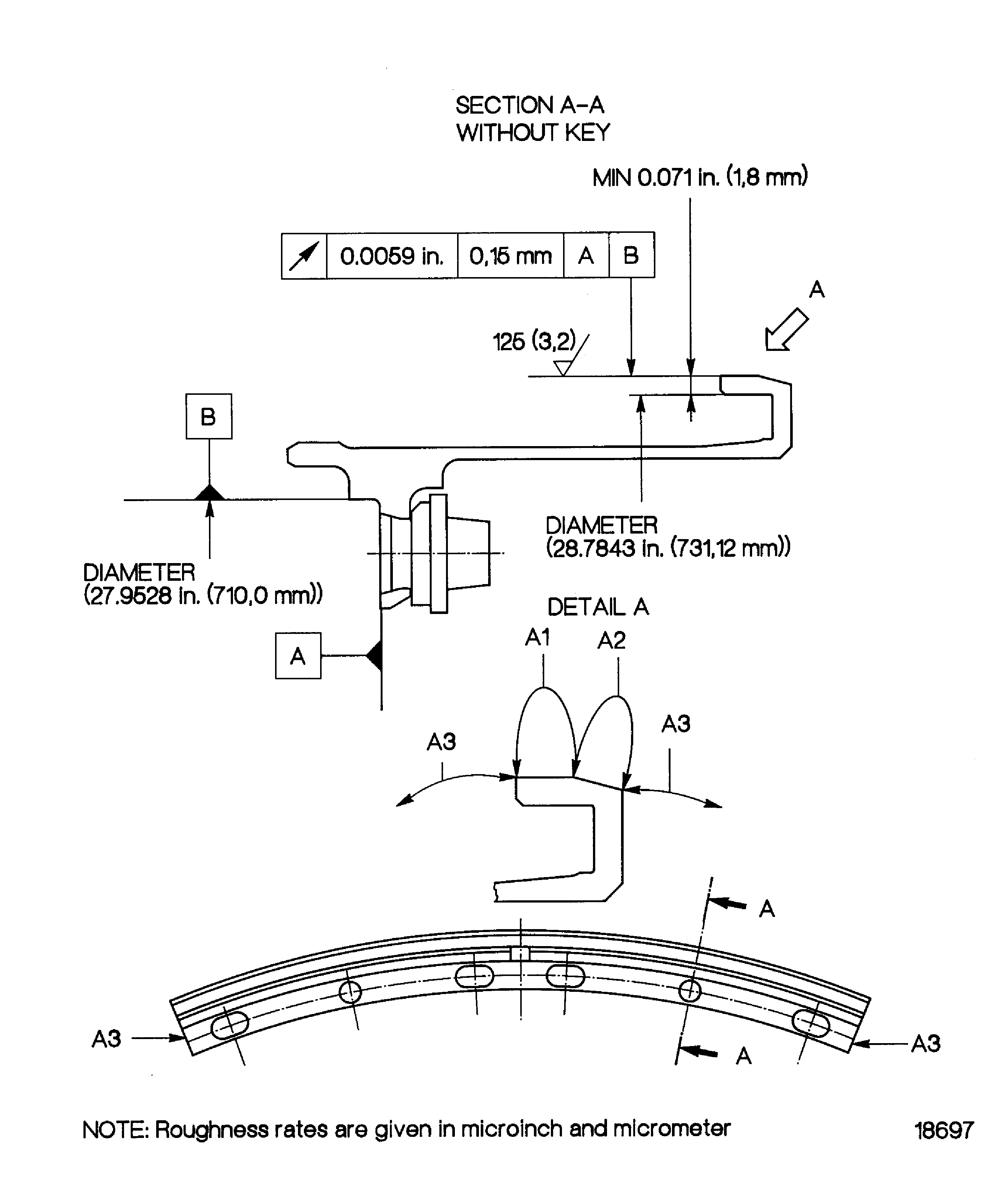 Plasma spray rear hook outer diameter, outer diffuser support
(01-010)