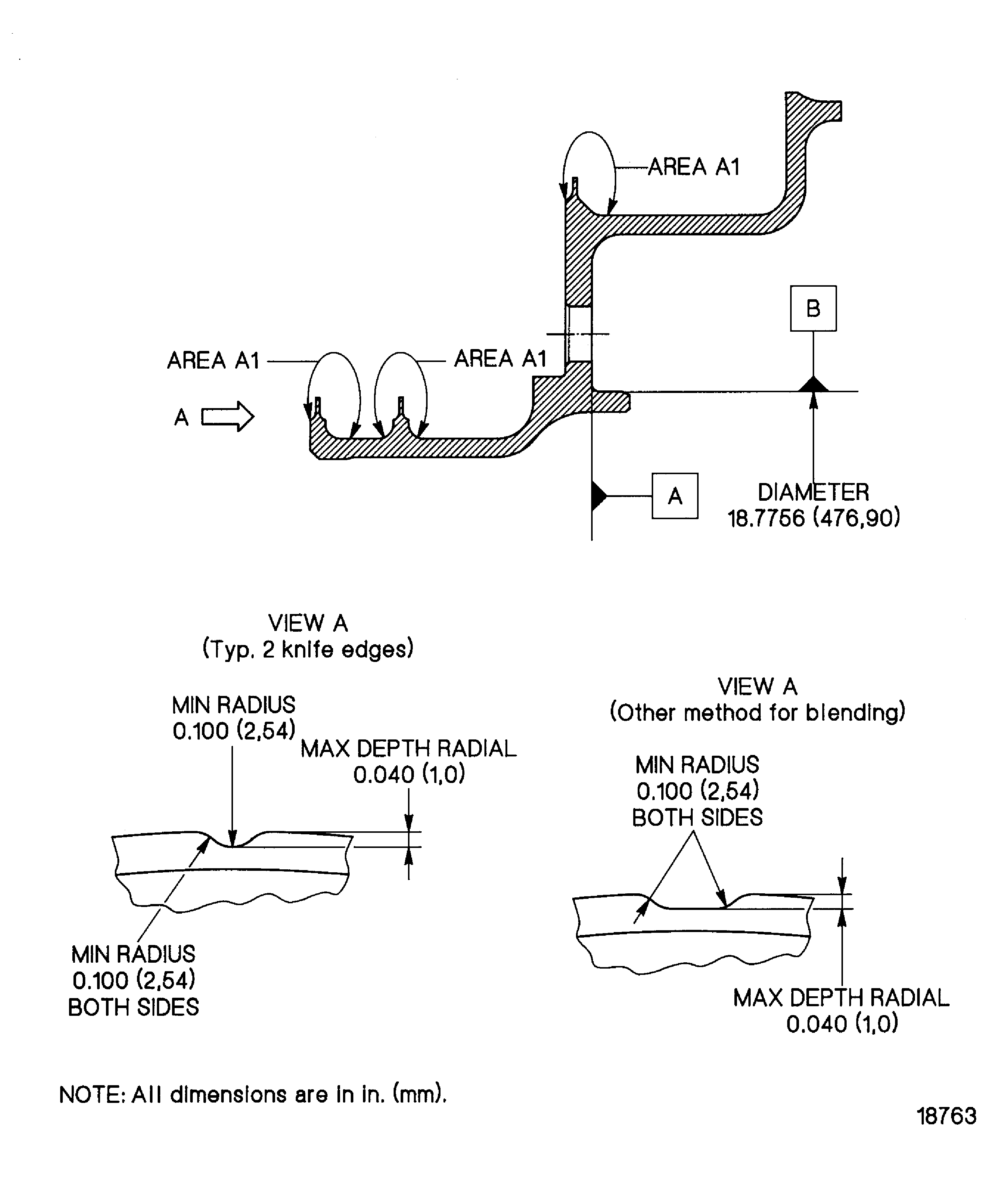 Blend repair the knife seal edges of the stage 3 turbine airseal