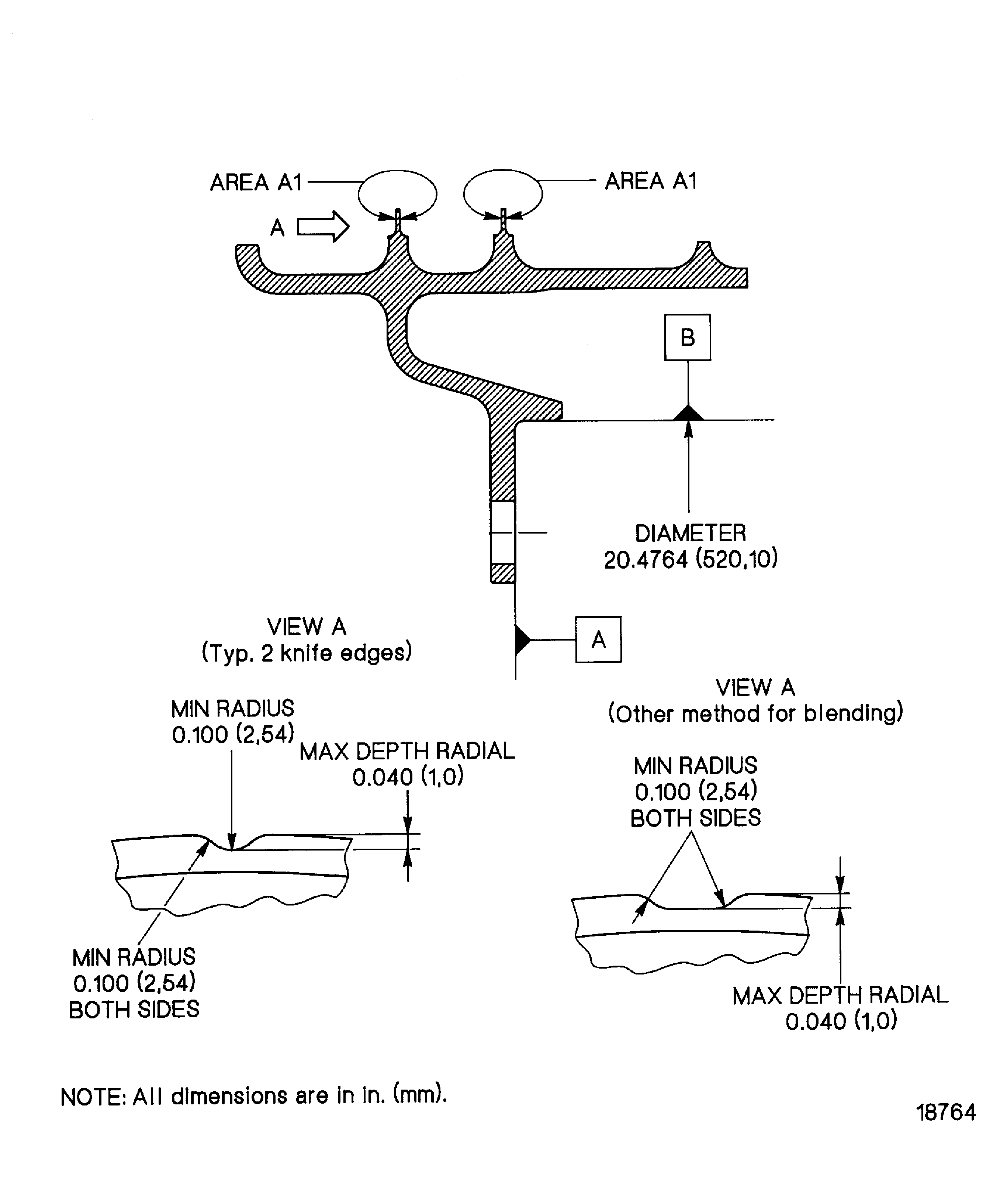 Blend repair the knife seal edges of the stage 6 turbine airseal
