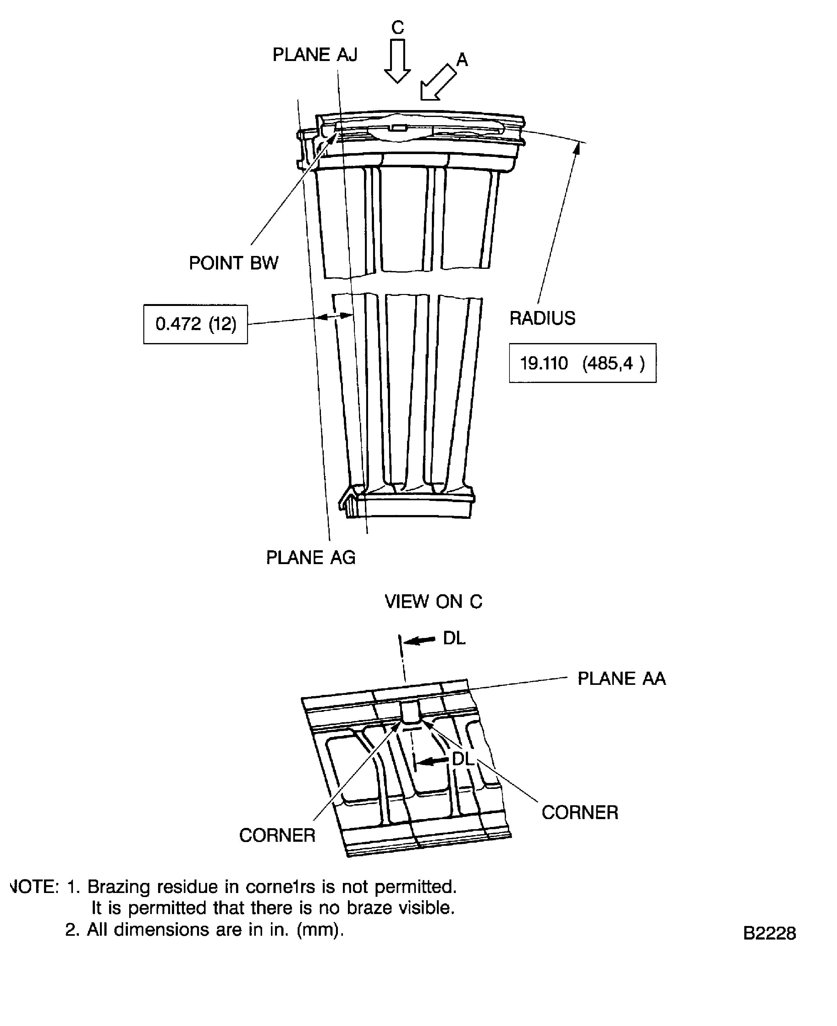 Replace the locating key of the stage 7 turbine vane