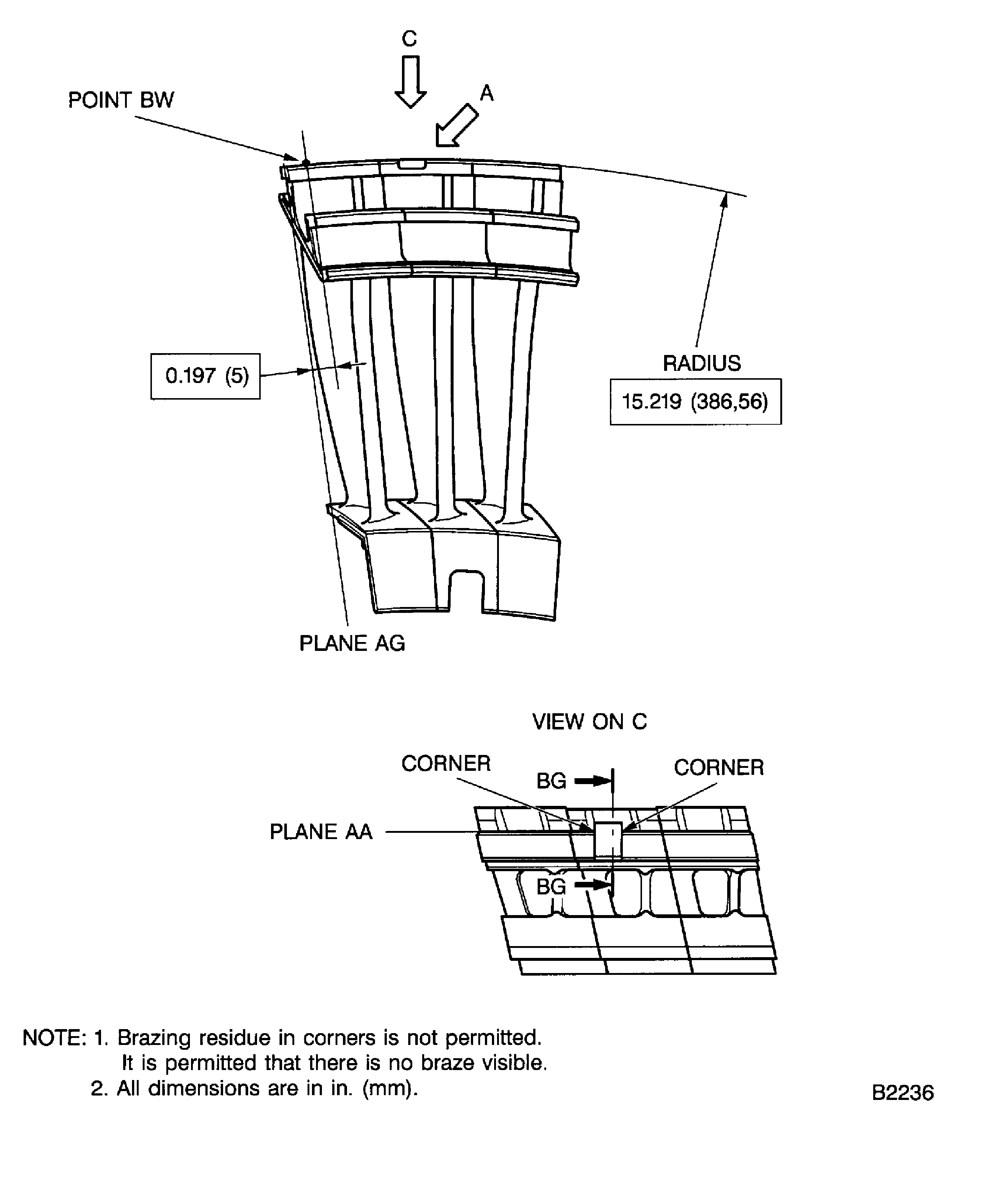 Replace the locating key of the turbine vane