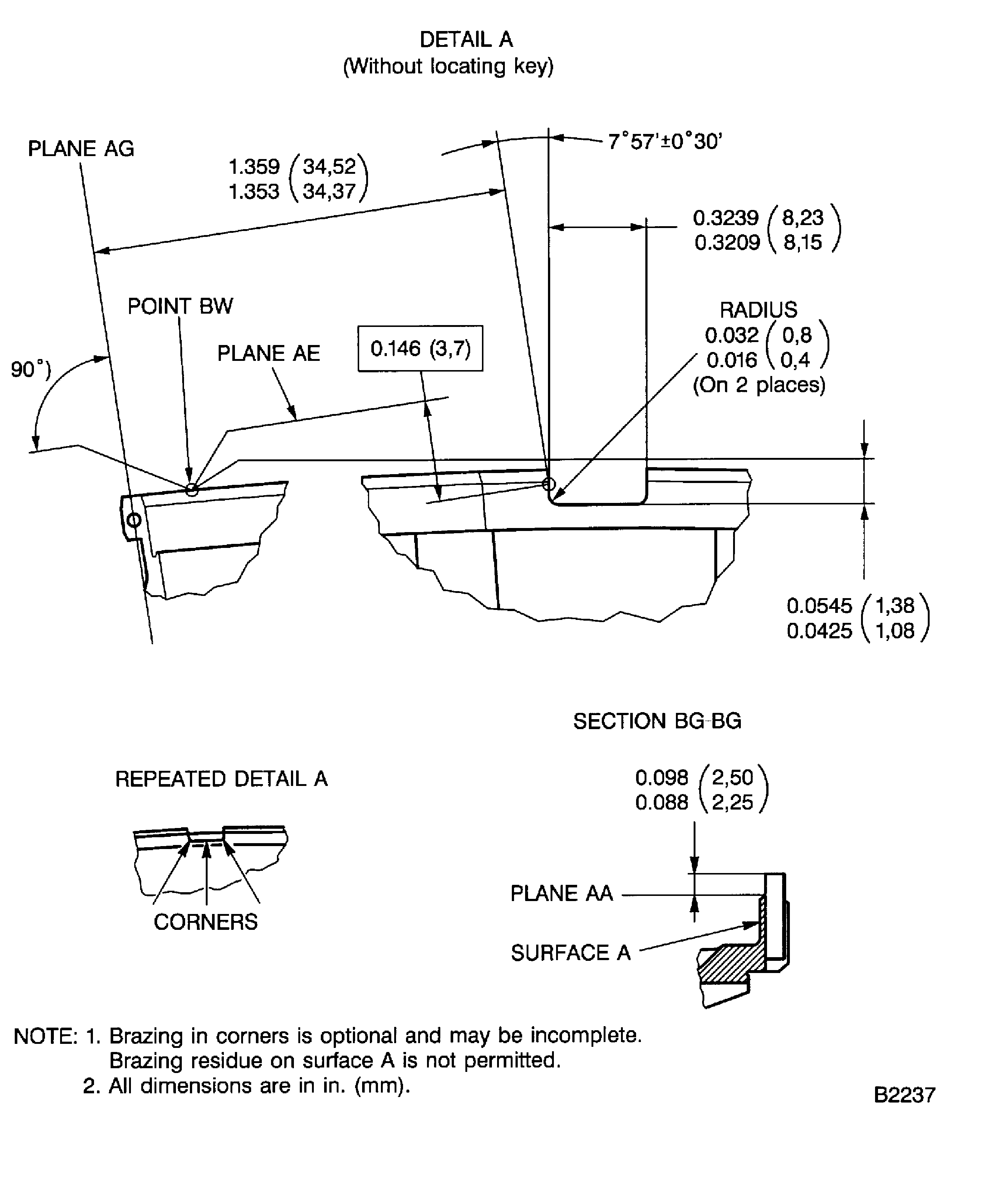 Replace the locating key of the turbine vane