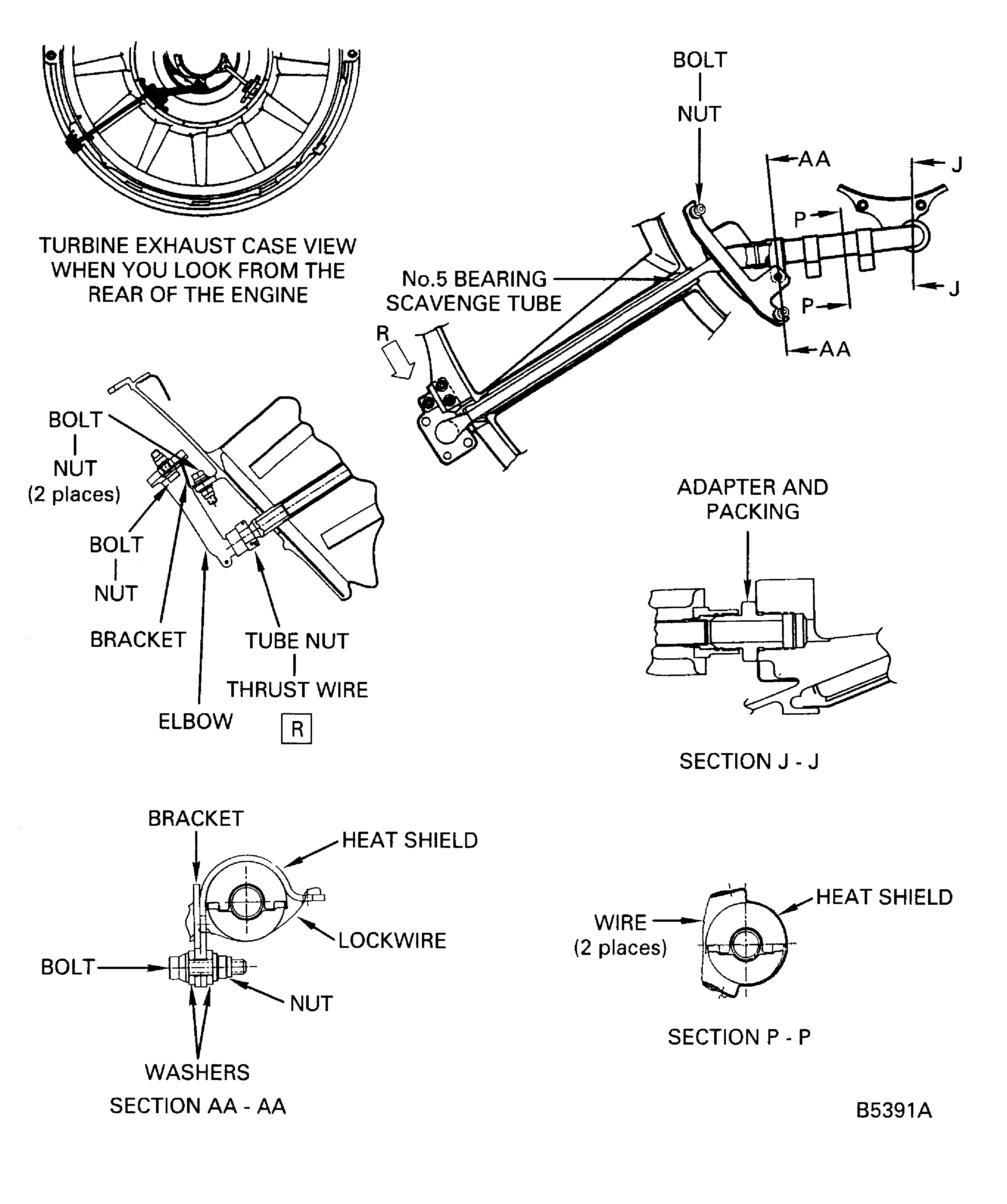 Remove the No. 5 bearing scavenge tube