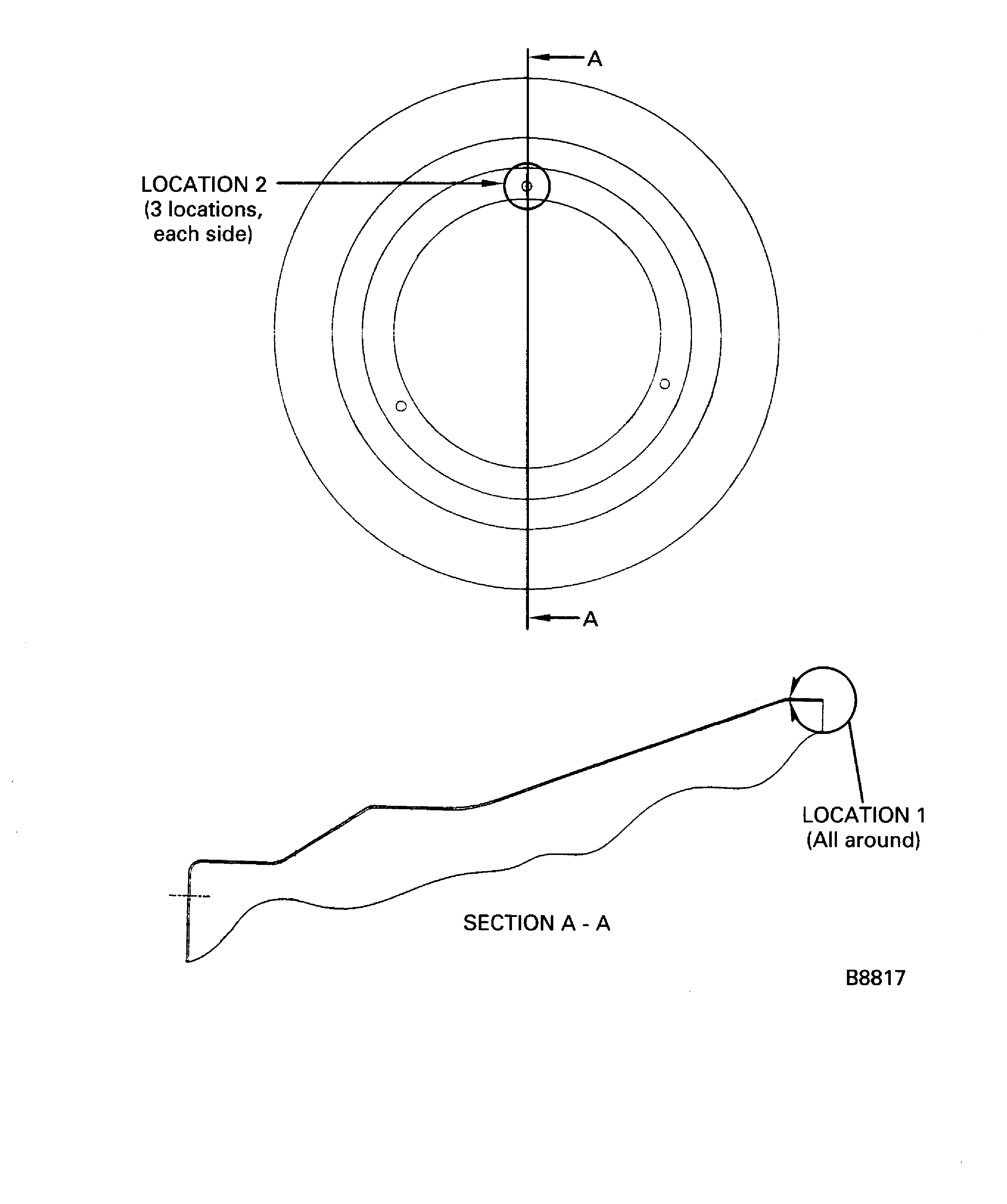 No. 5 bearing compartment heatshield
inspection locations