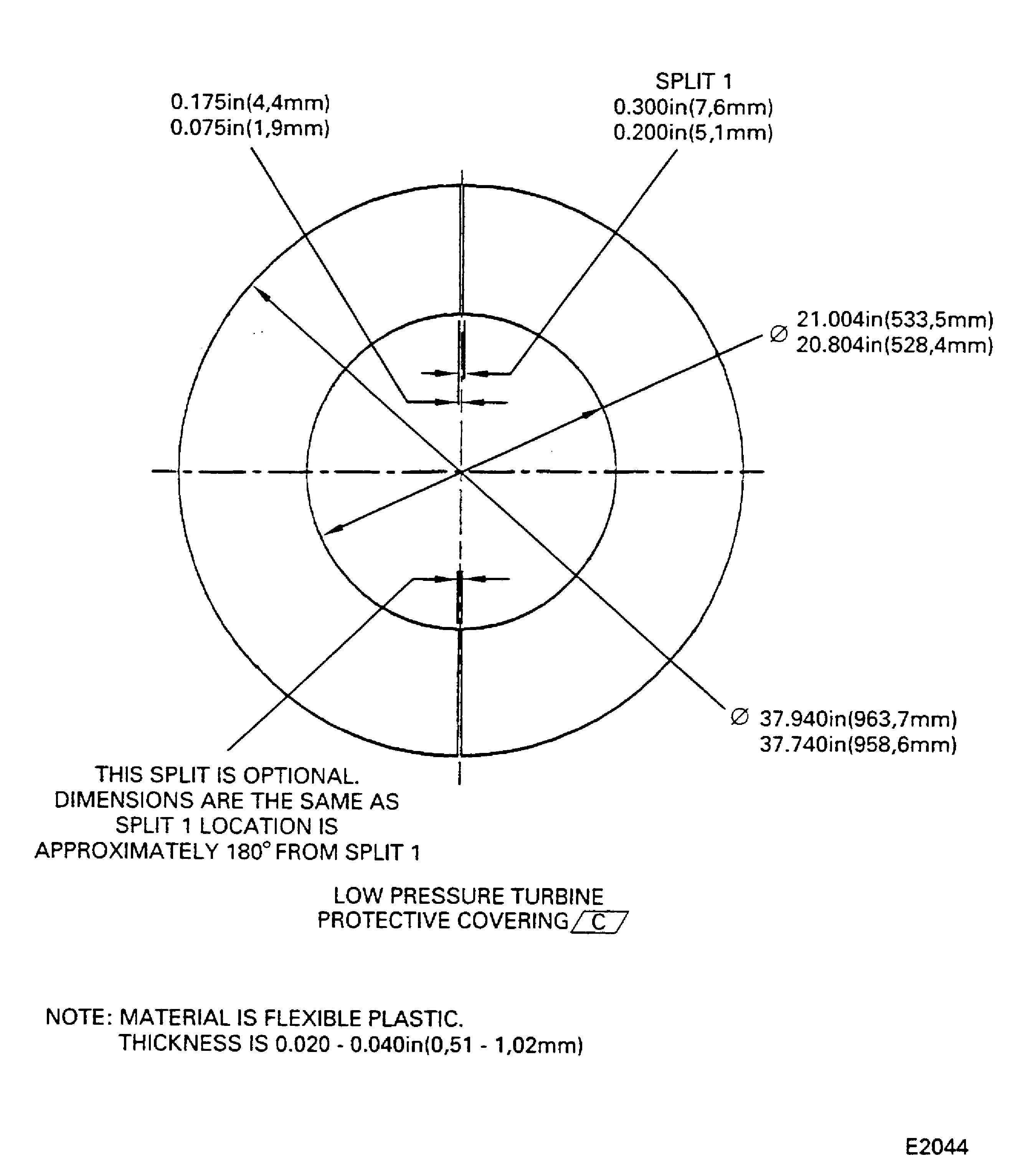 Mark the low pressure turbine (LPT) cover