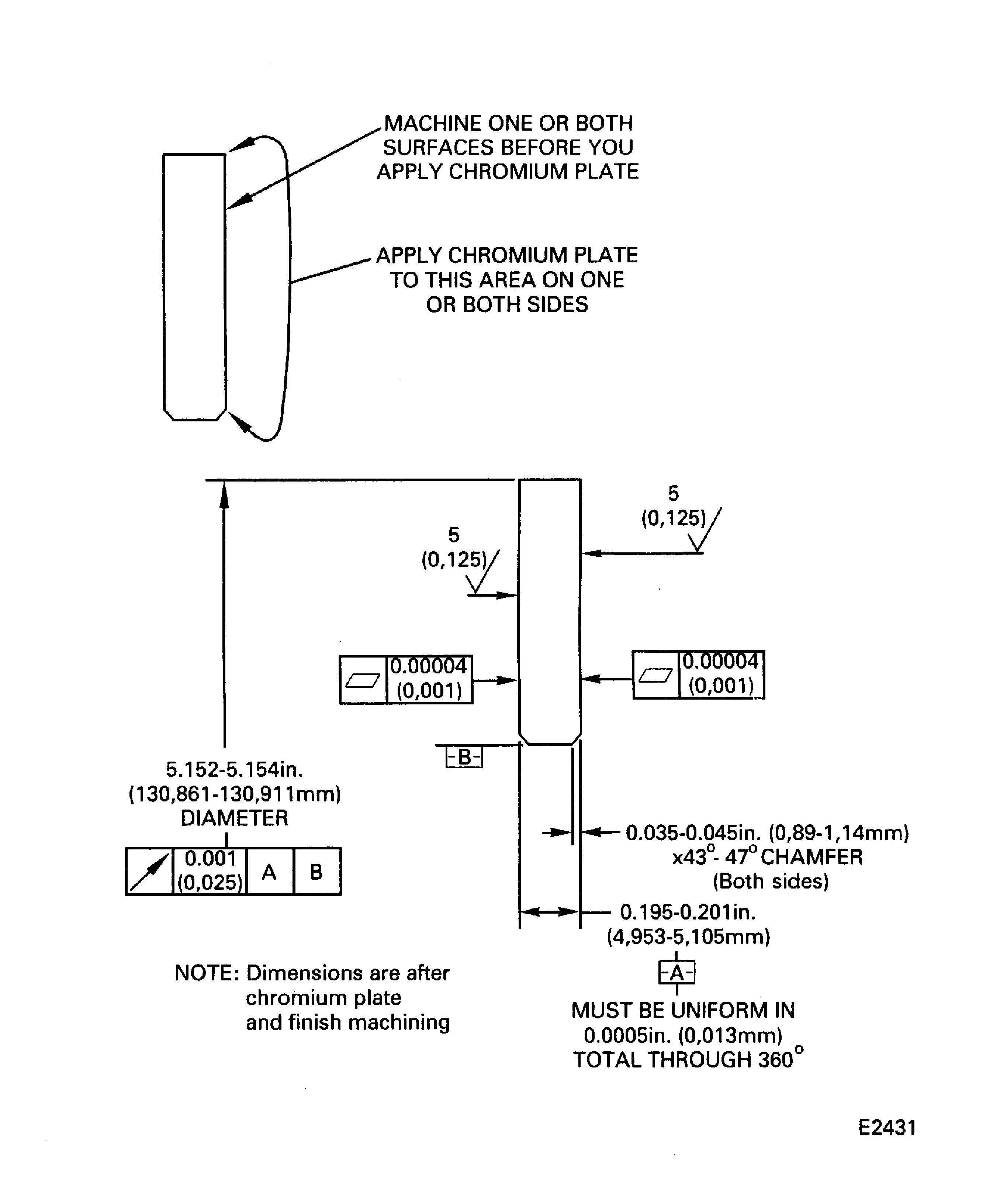 Chromium plate or lap the contact surface(s) of the No. 5 bearing seal spacer