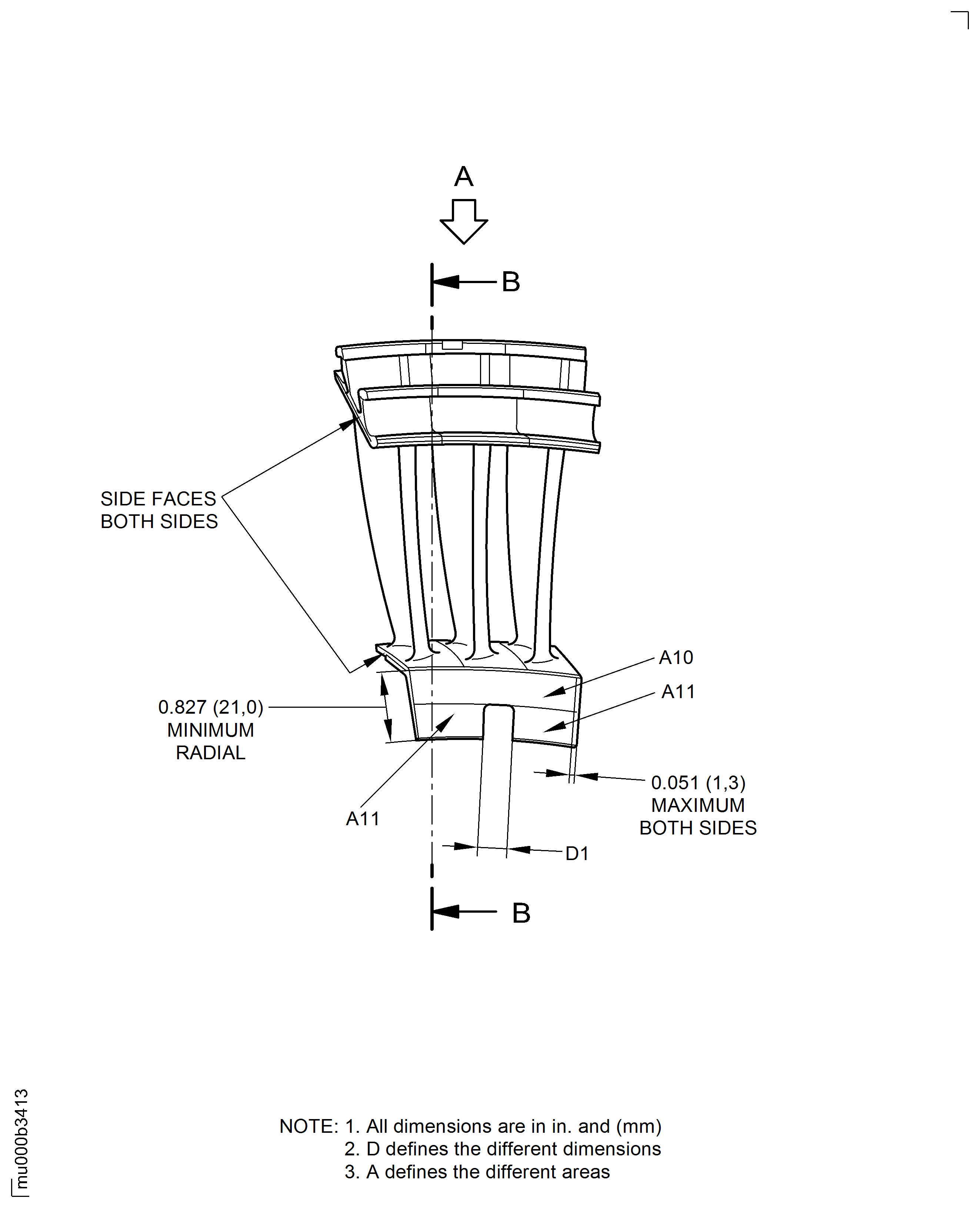 Examine the stage 3 turbine vane