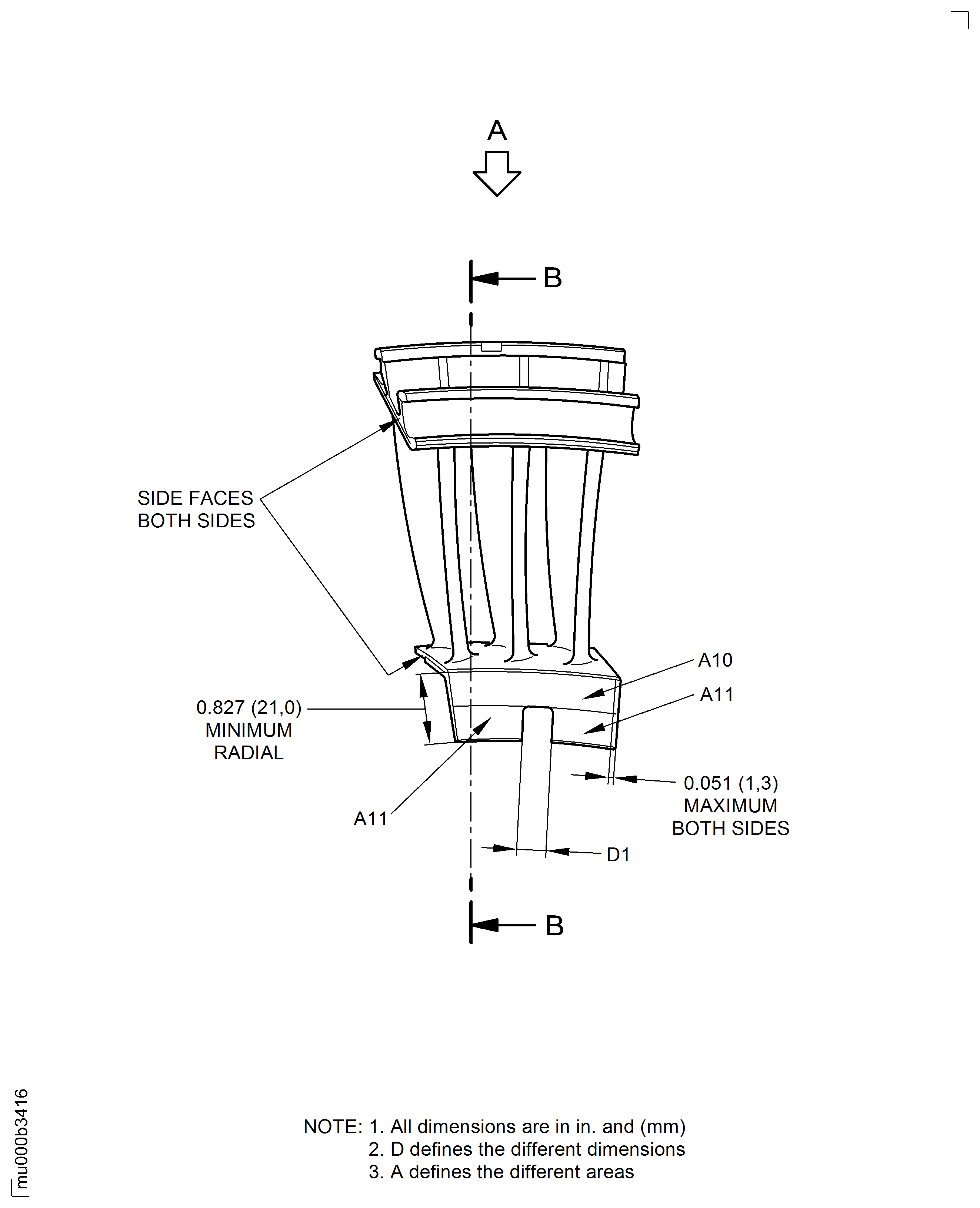 Examine the stage 3 turbine vane