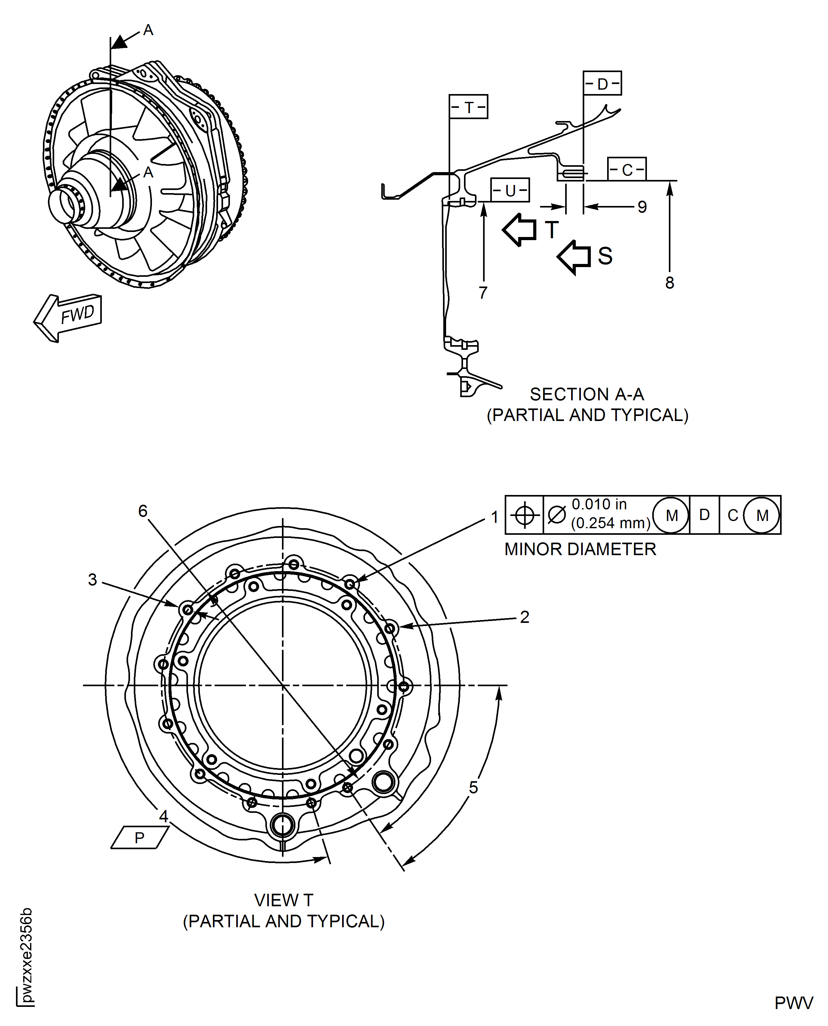 (1) Repair Areas On The No. 5 Bearing Compartment Cover Mating Flange Bolt Holes At 13 Locations Equally Spaced Over Arc P.