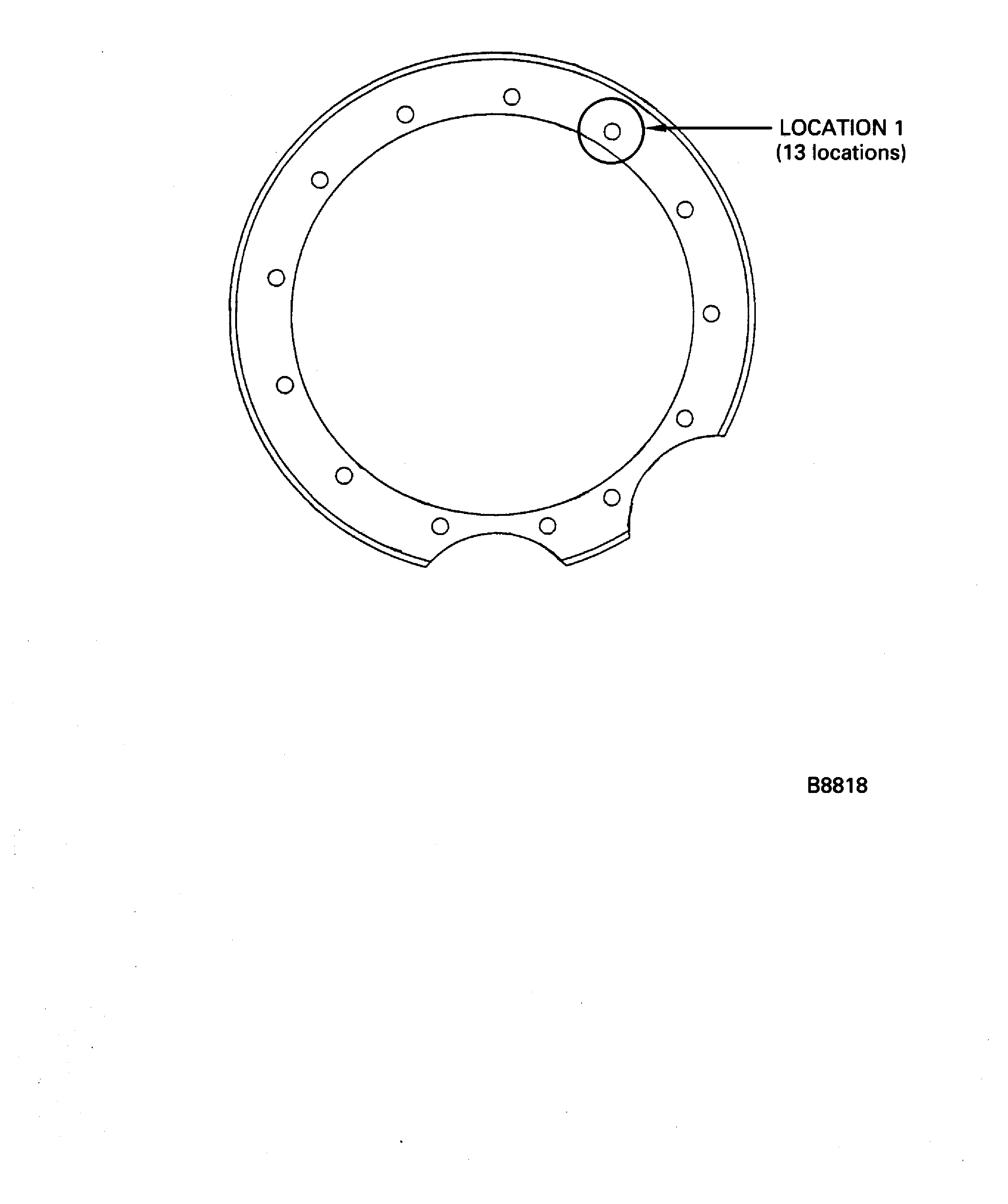 No. 5 bearing compartment heatshield inspection locations