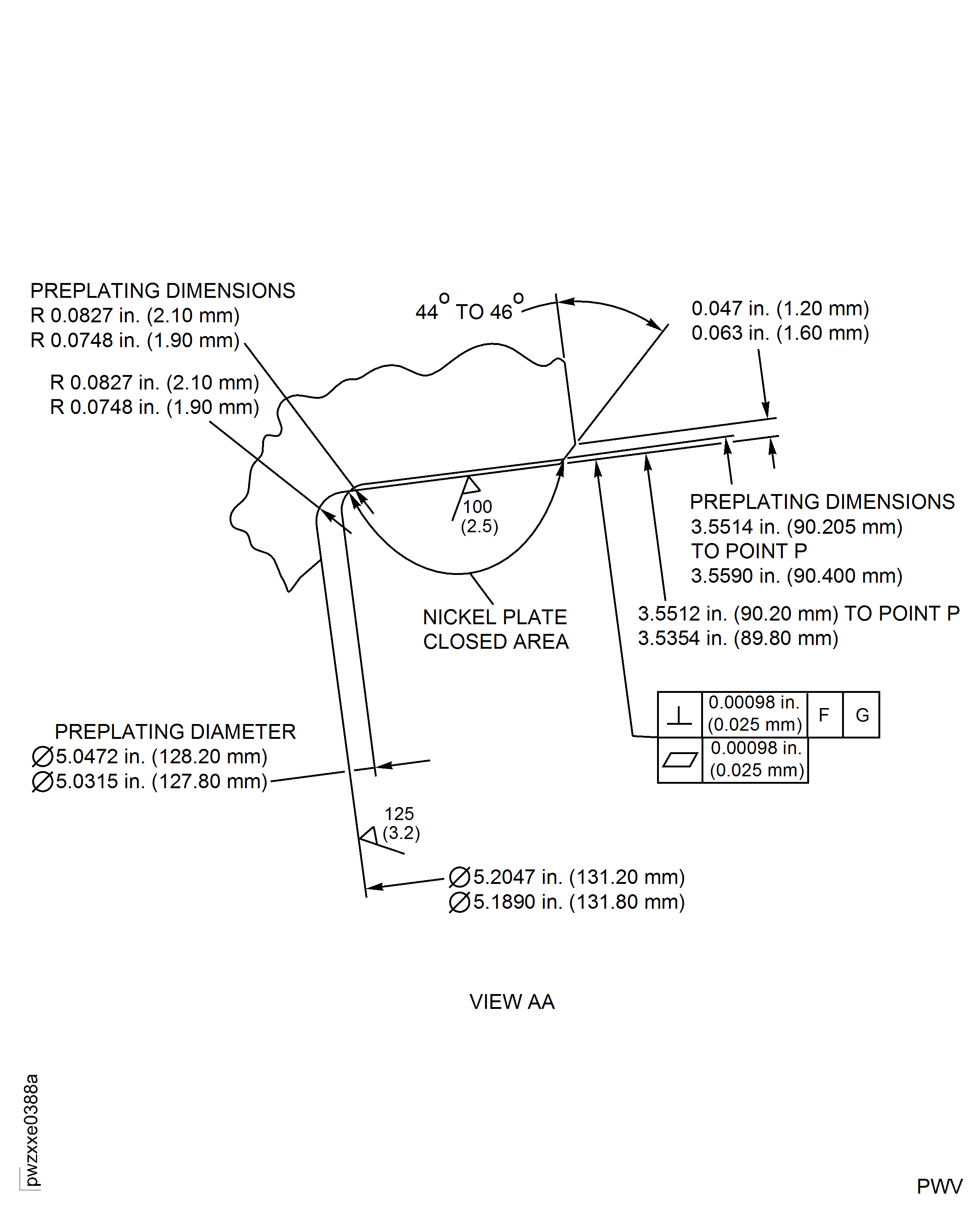 Nickel plate the bearing mating surface of the angle gearbox casing
