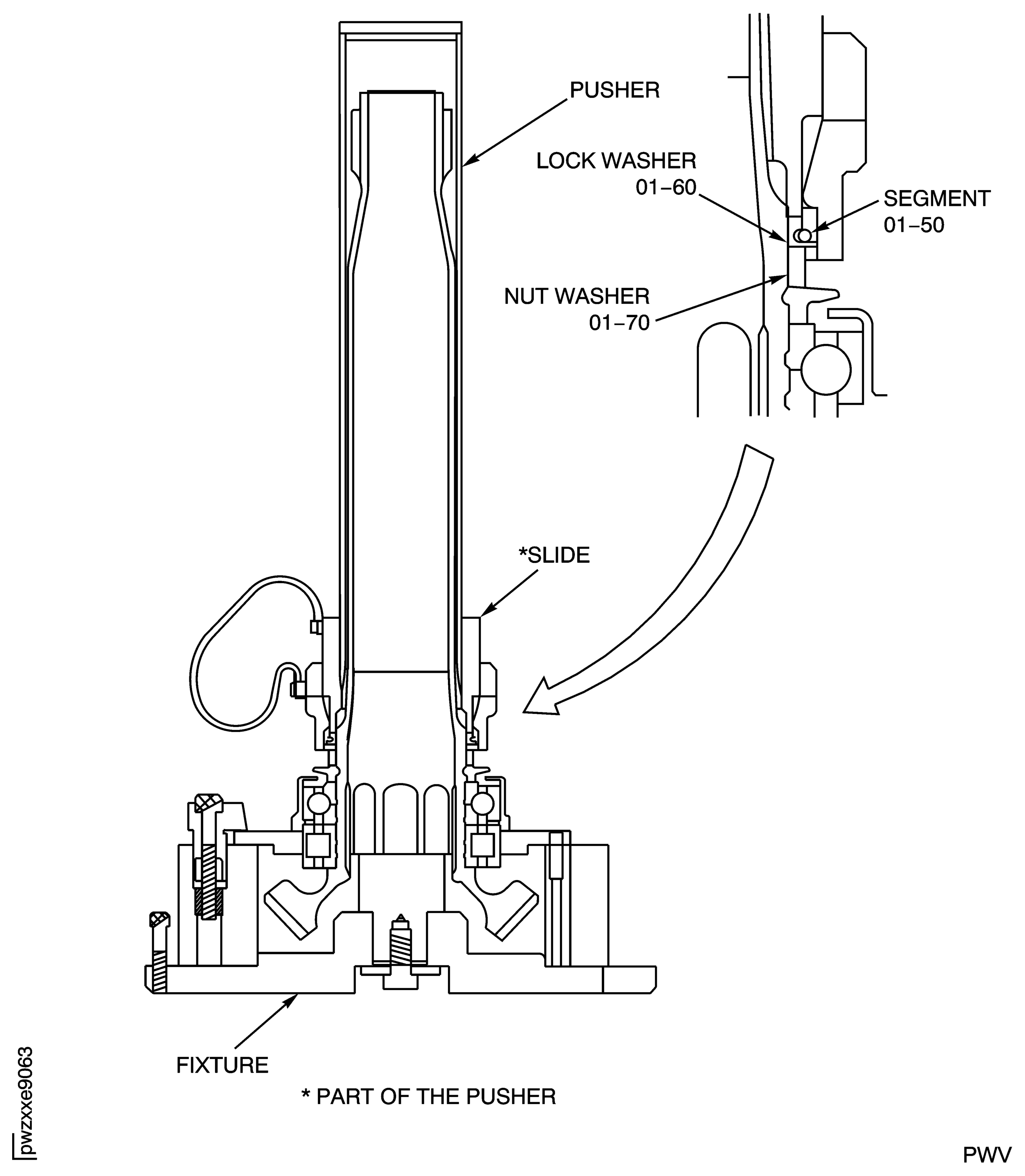 Install the Lock Washer and the Segment on the Nut Washer