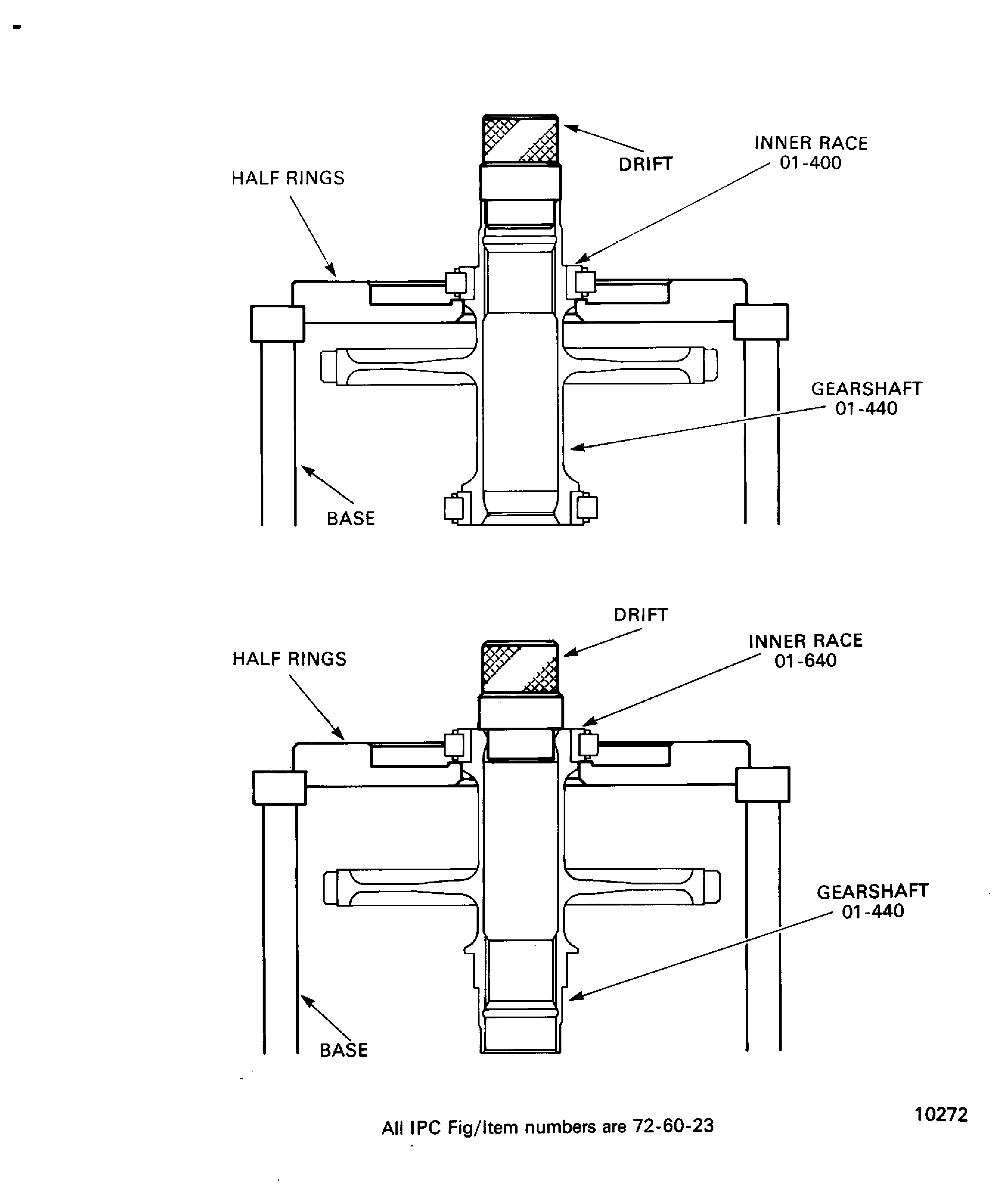 Remove the inner races of the roller bearings from the hydraulic pump drive gearshaft