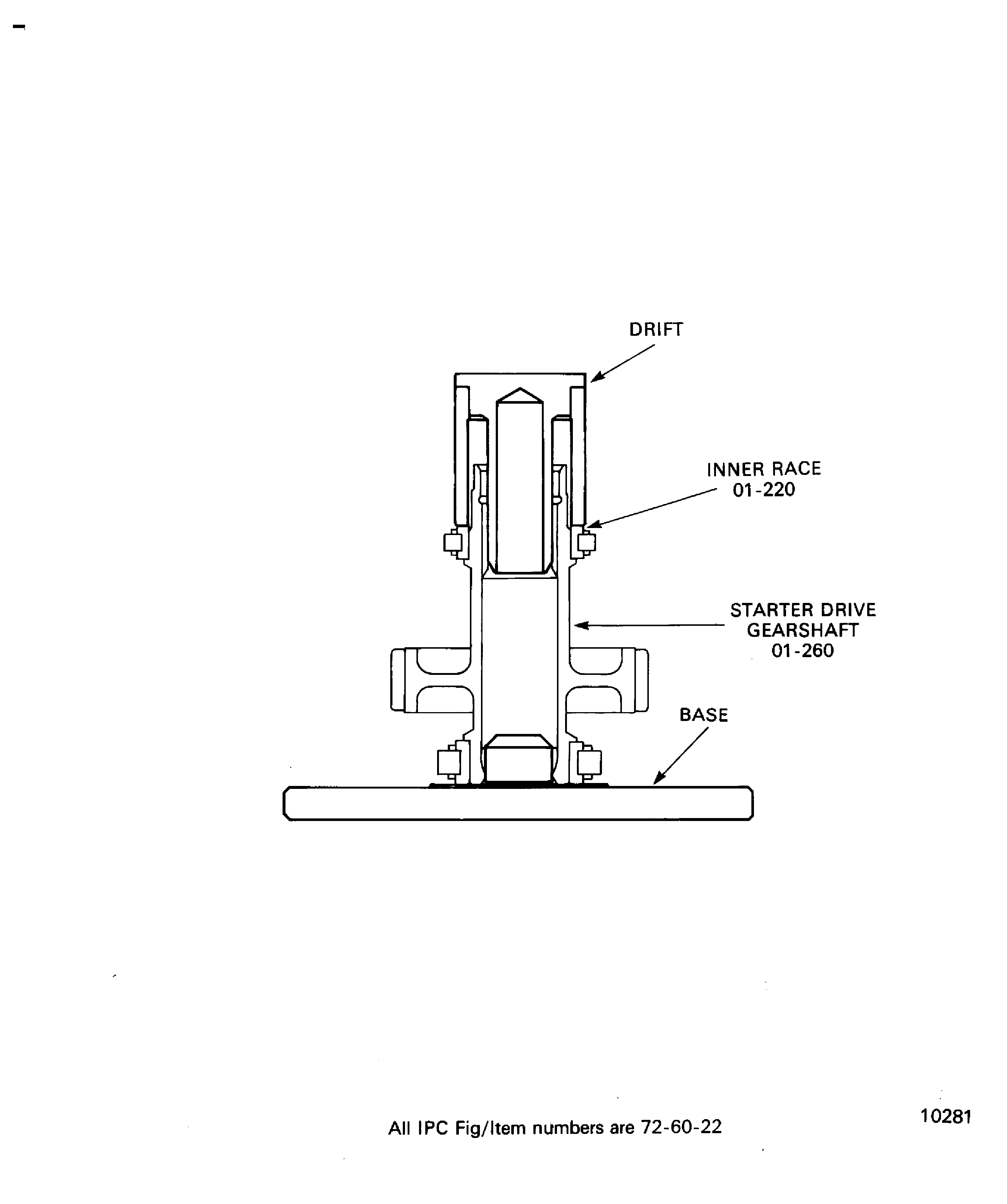 Install the inner race of the roller bearing (01-220) on the starter drive gearshaft