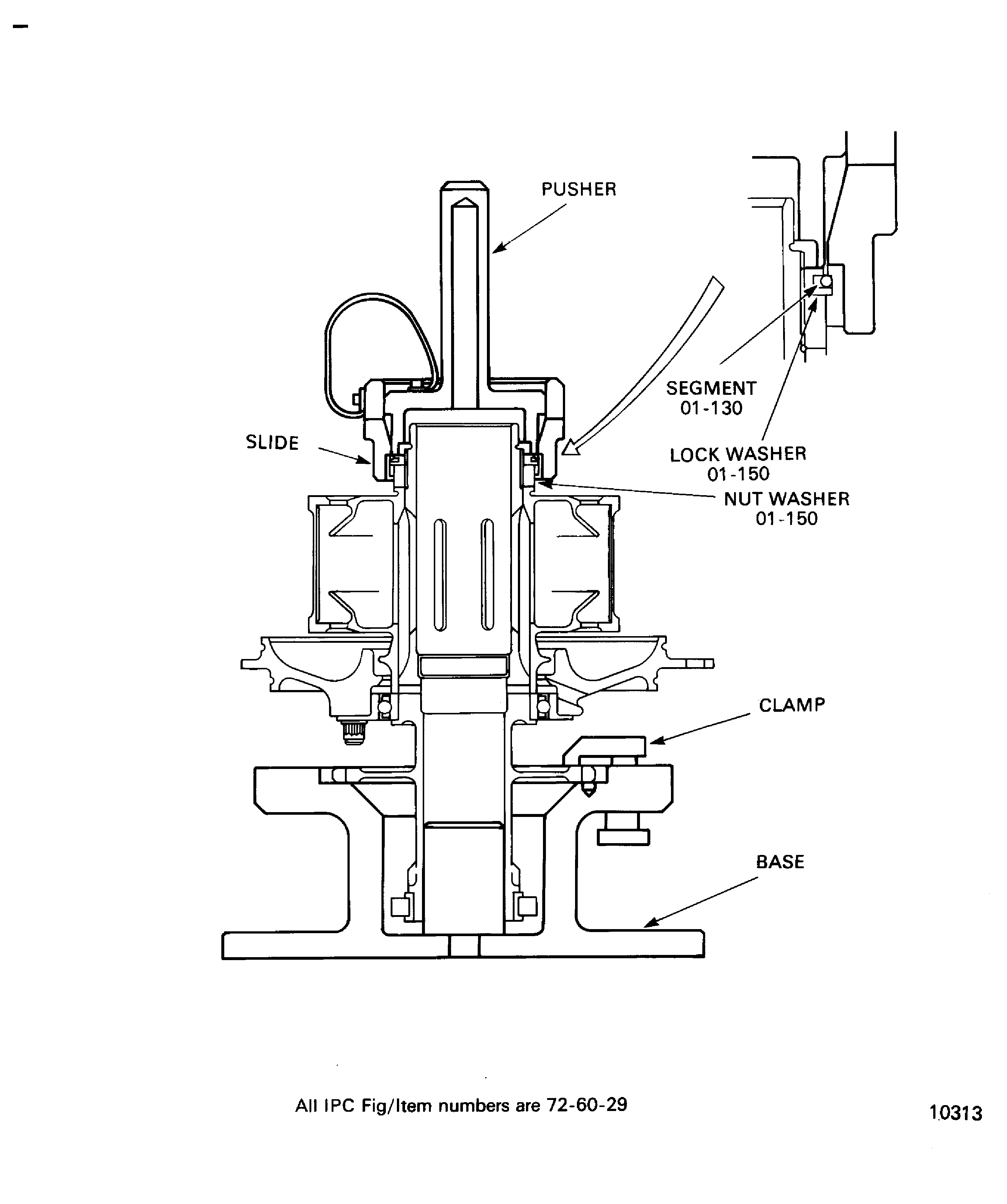 Install the lock washer and the segment on the nut washer