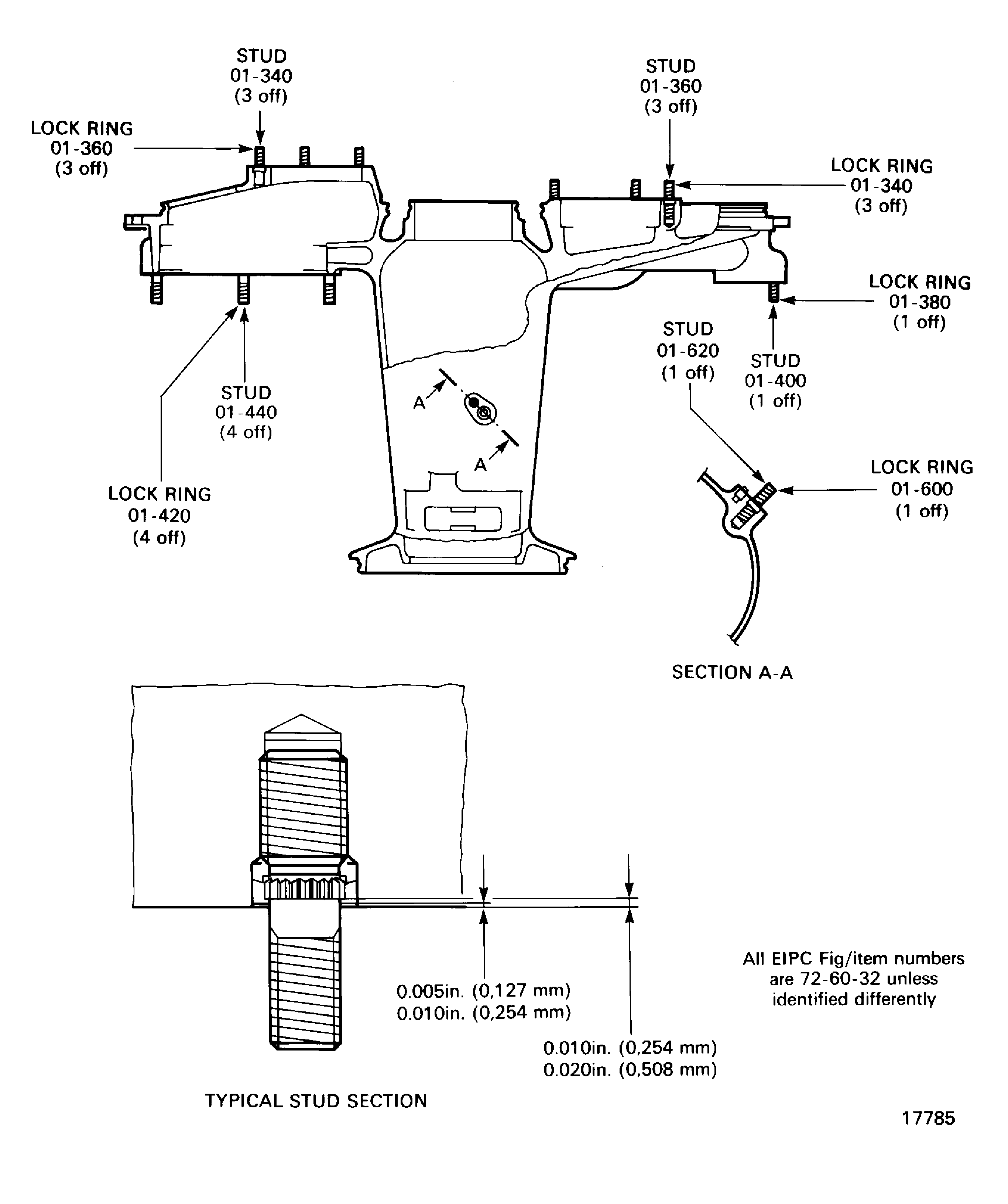 Replace damaged studs and lock rings