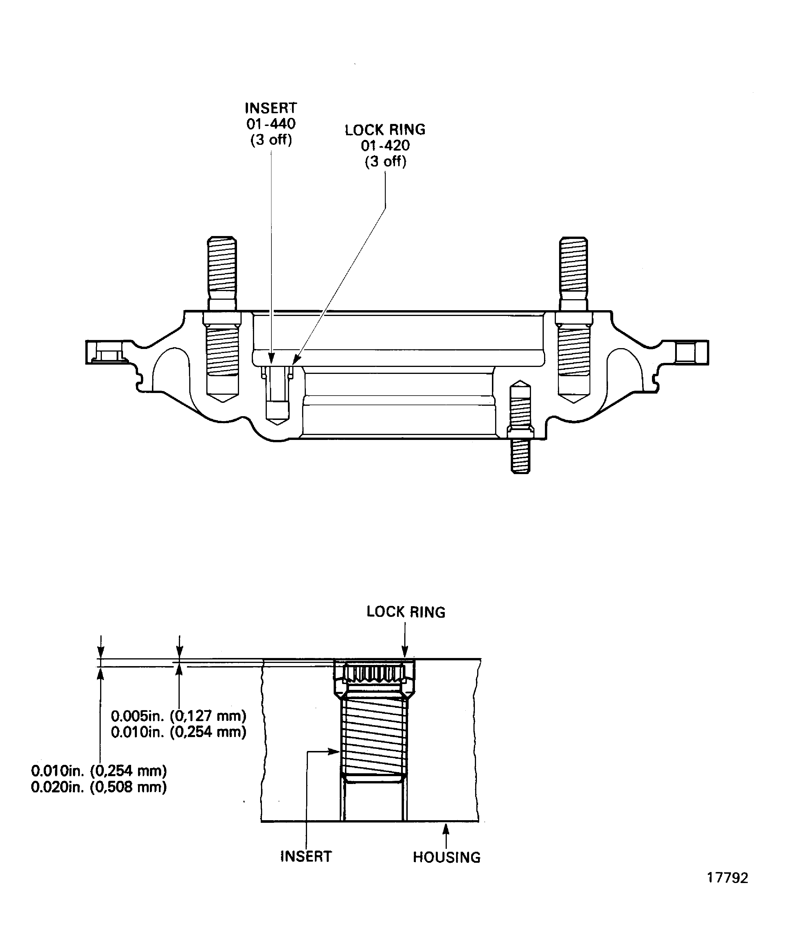 Replace damaged inserts and lock rings
