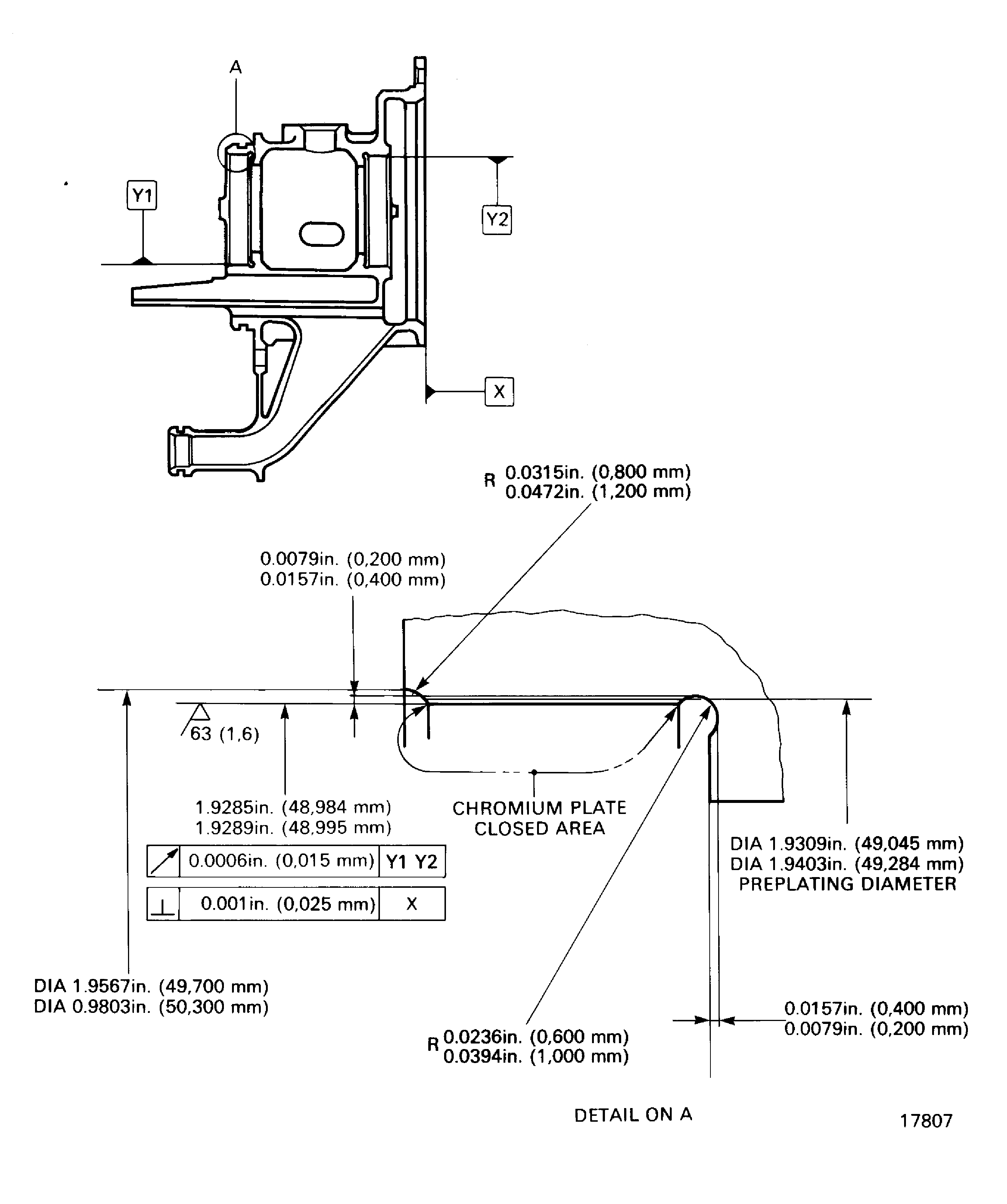 Chromium plate the rear bearing journal