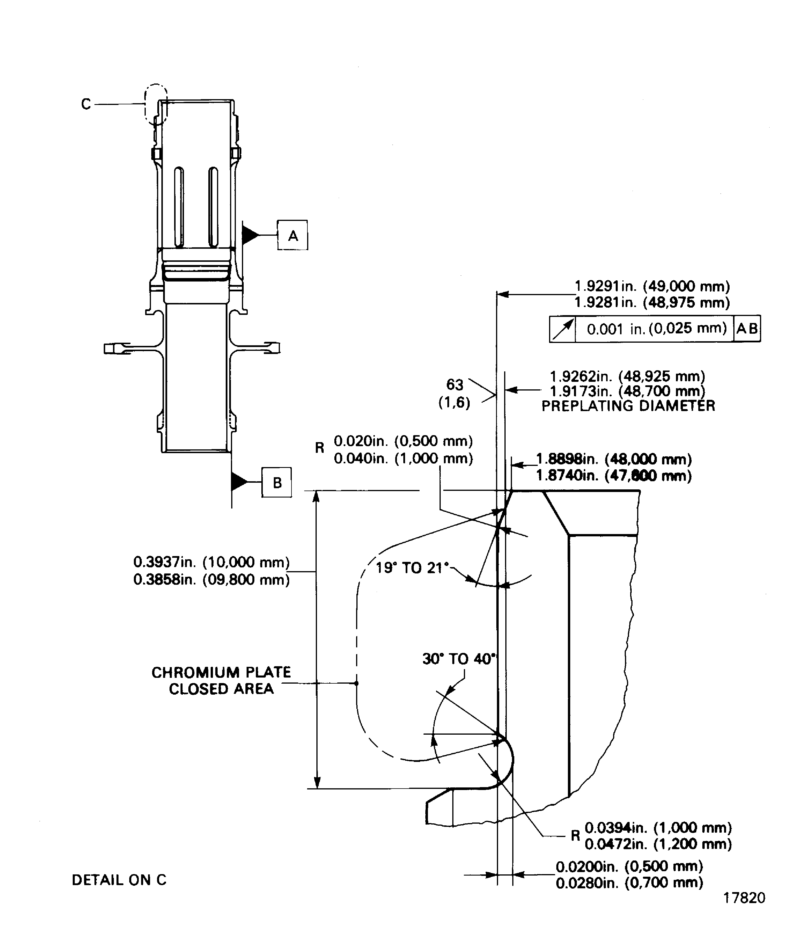Repair details and dimensions