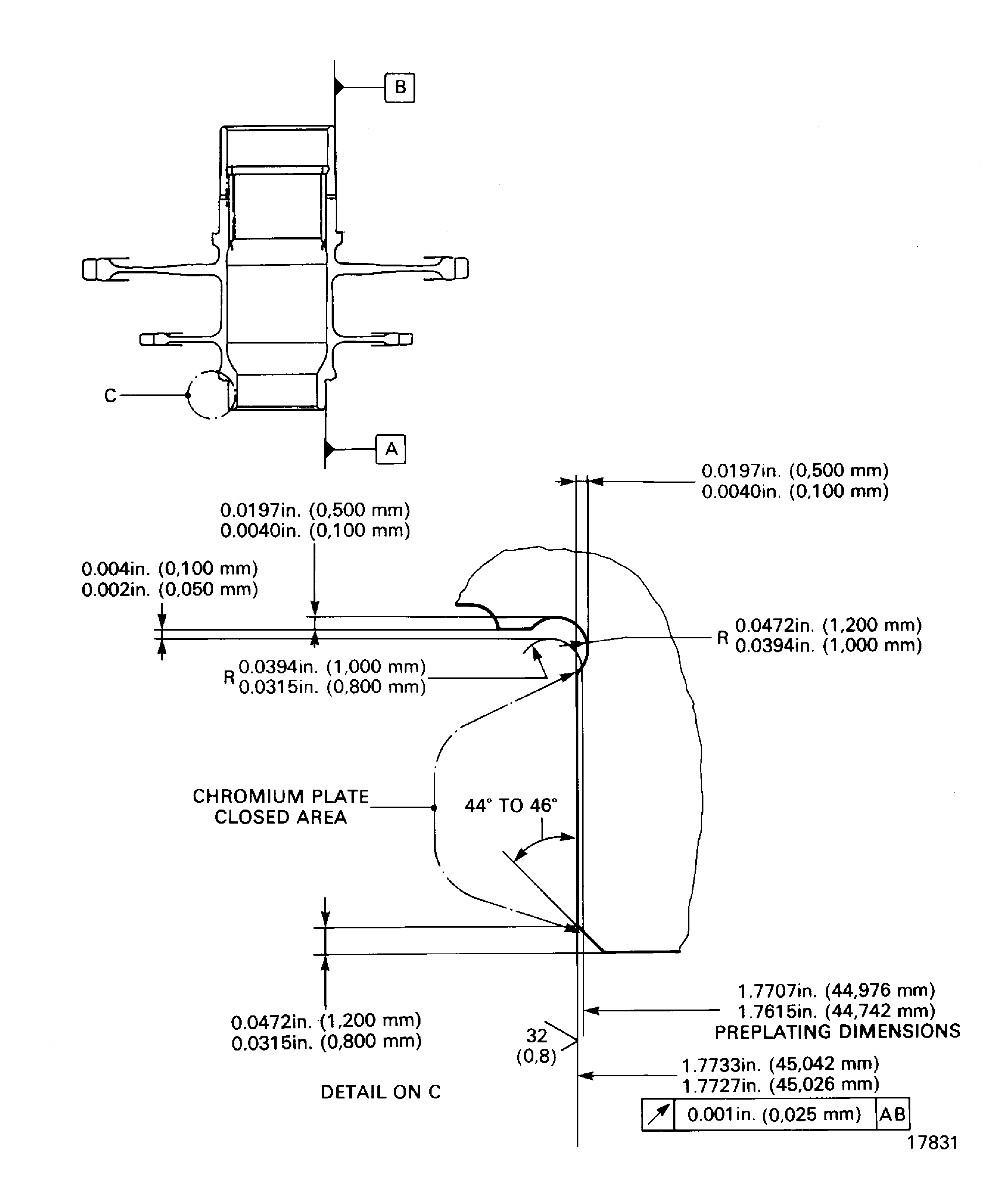 Repair details and dimensions