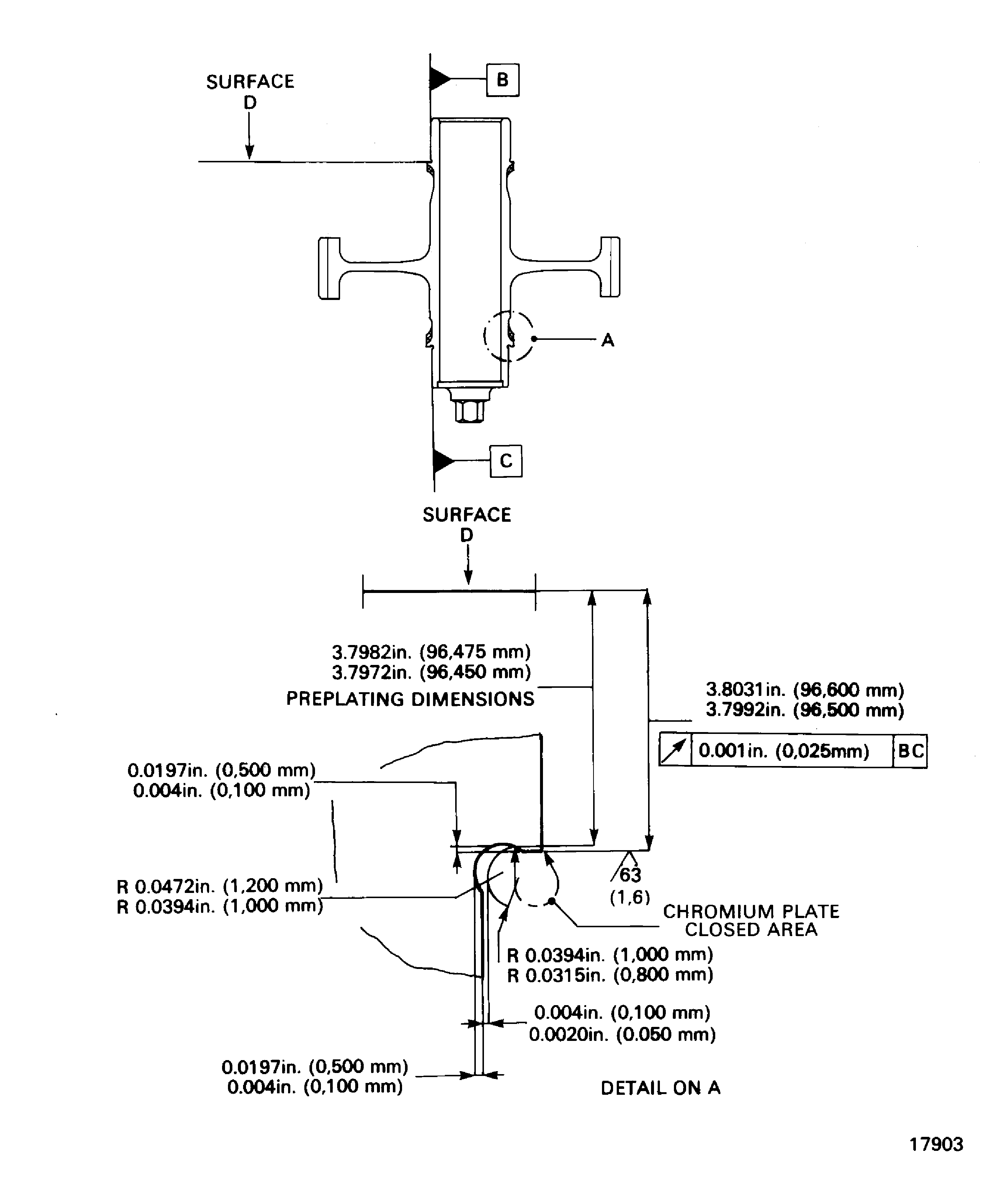 Chromium plate the front bearing shoulder