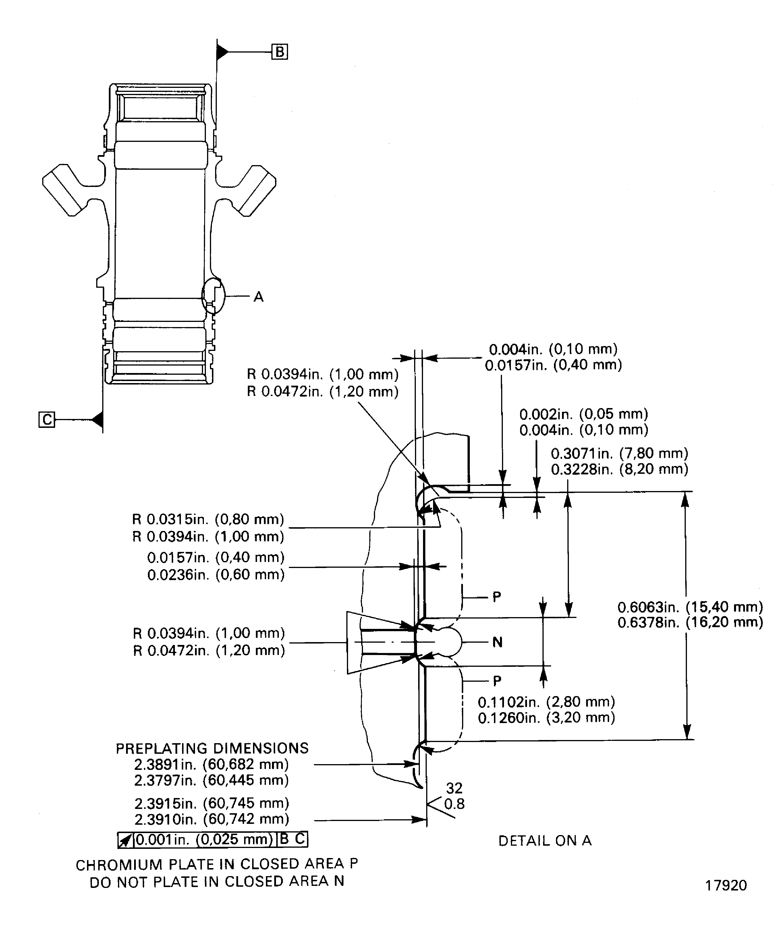 Chromium plate the lower ball bearing journal