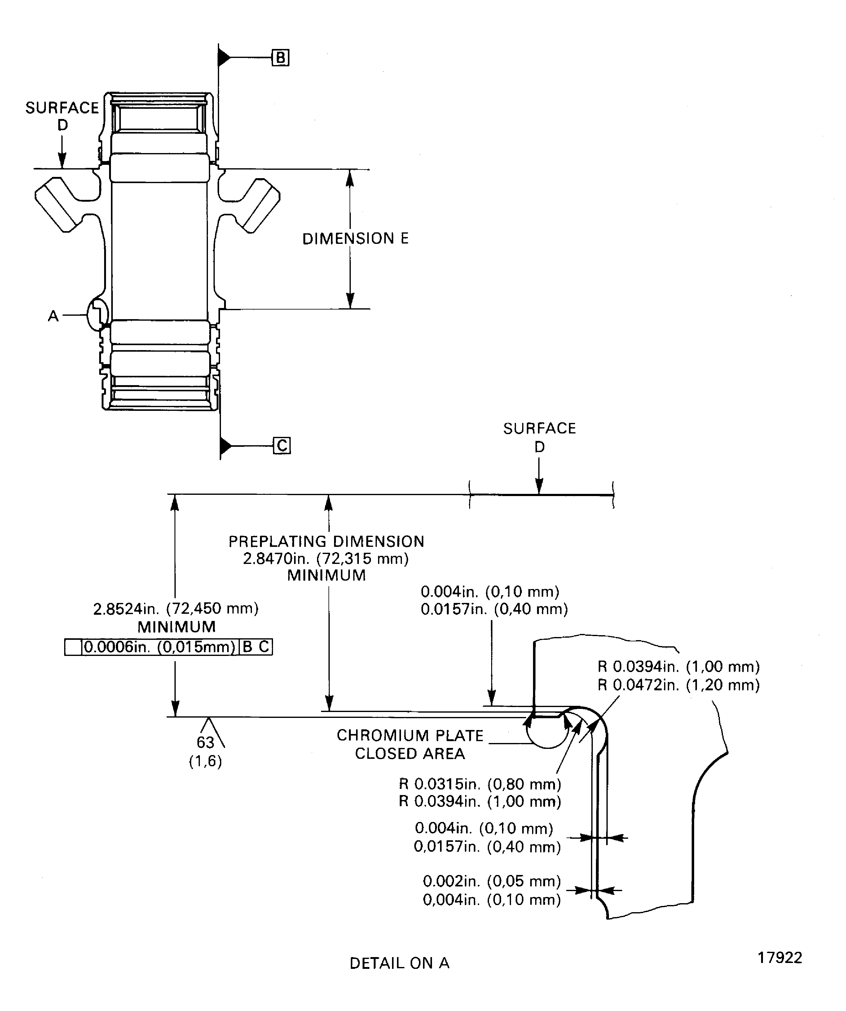 Chromium plate the lower ball bearing shoulder