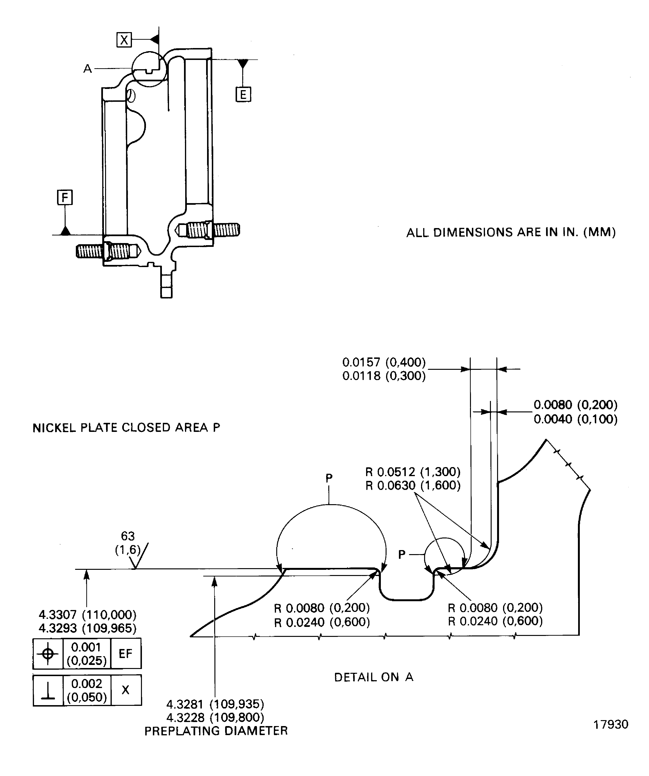 Nickel Plate the Piloting Diameter of the PMA Support