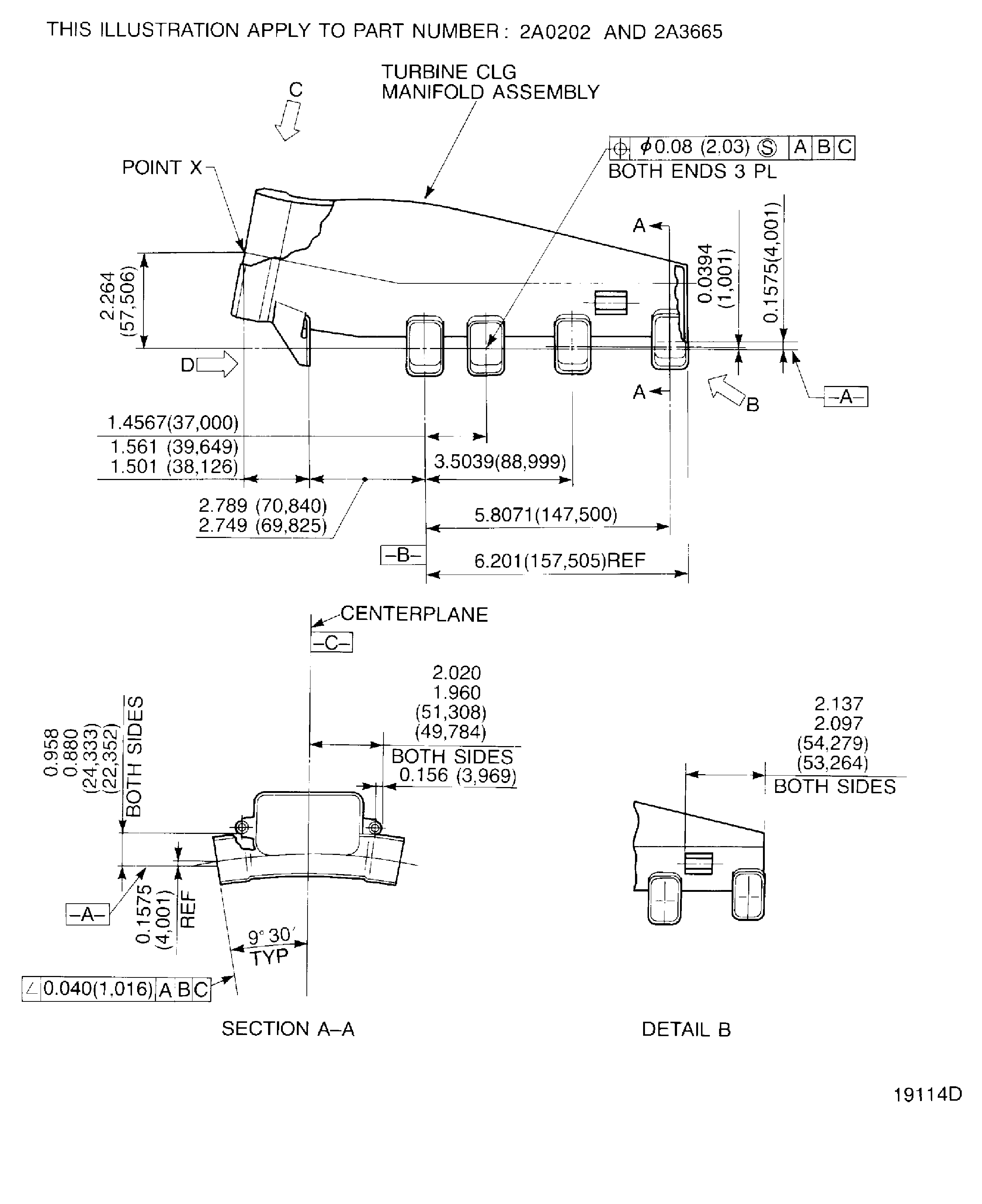 Dimensions of the Turbine Cooling Manifold Assembly