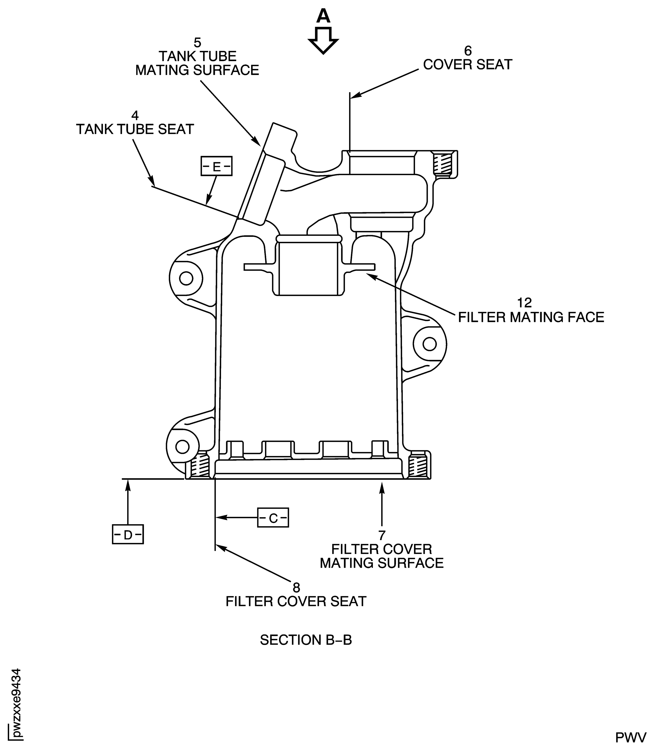 Locations on the Oil Filter Casing Assembly (Post SBE 79-0101)