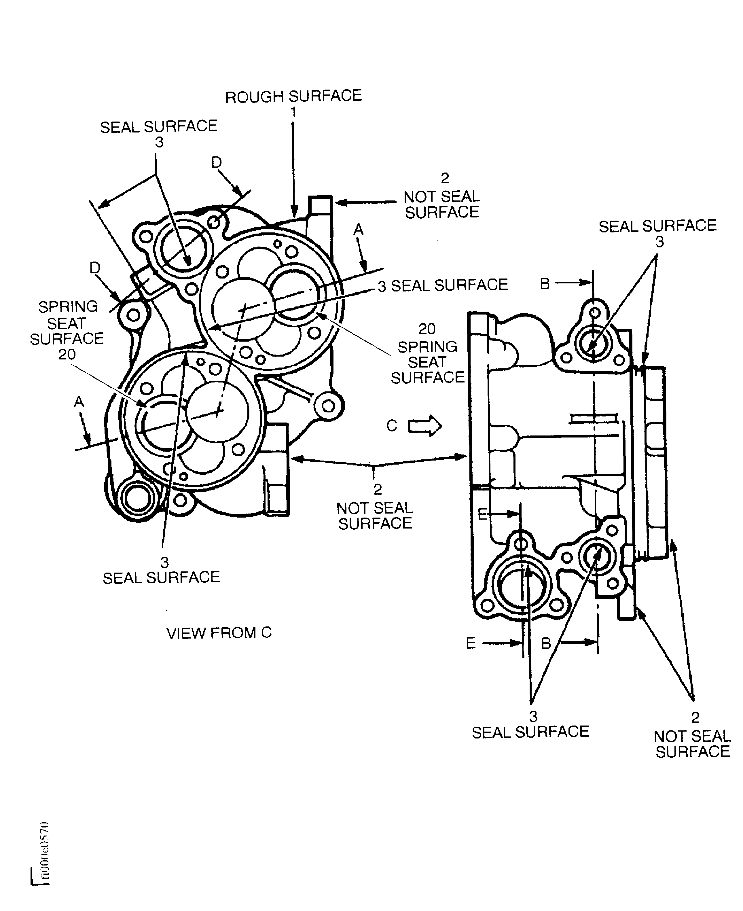 Locations on the Oil Pump Casing Assembly