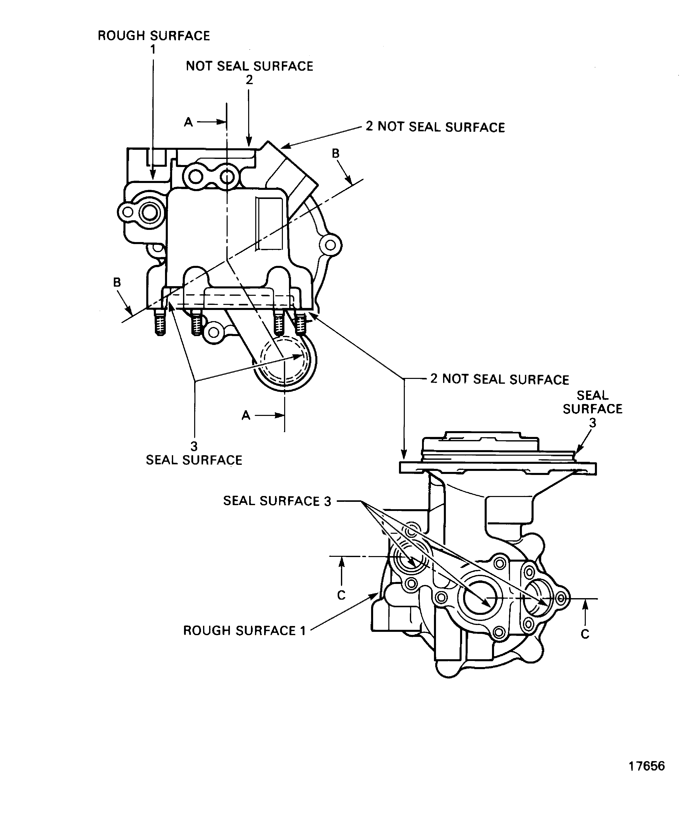 Locations on the Oil Pump Casing Assembly