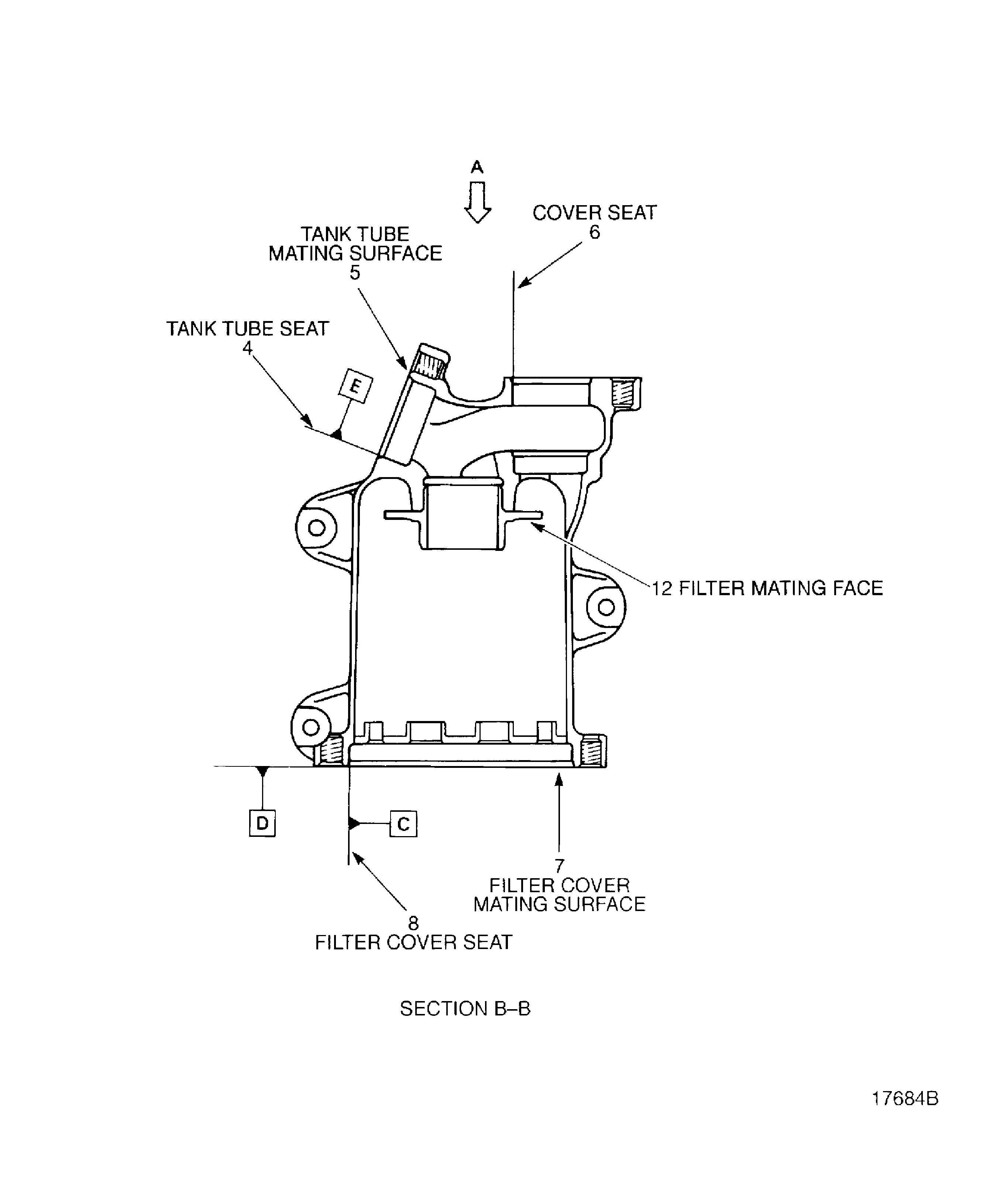 Locations on the Oil Filter Casing Assembly (pre SBE 79-0101)