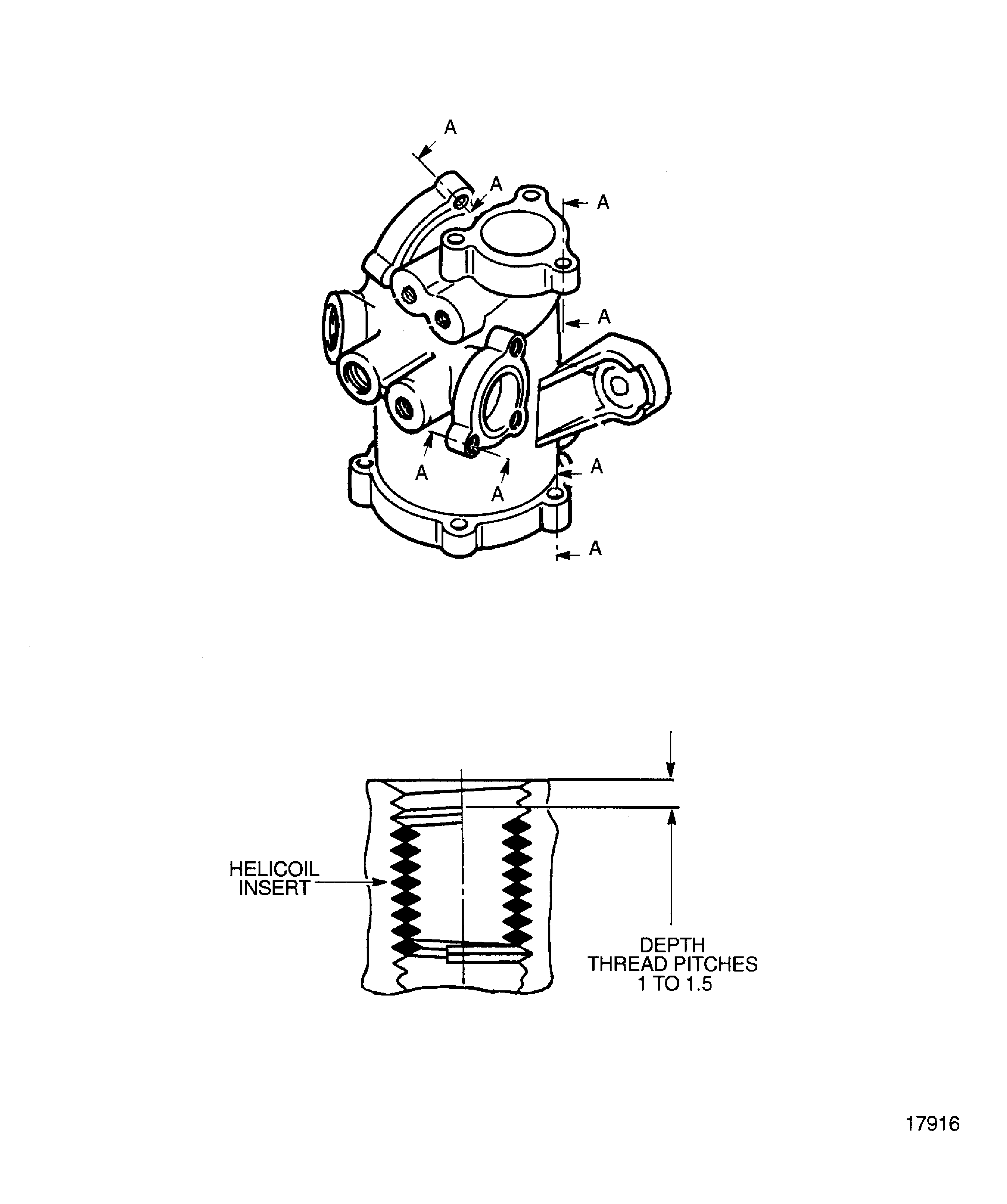 Replace the damaged or loose helicoil inserts (pre SBE 79-0101)