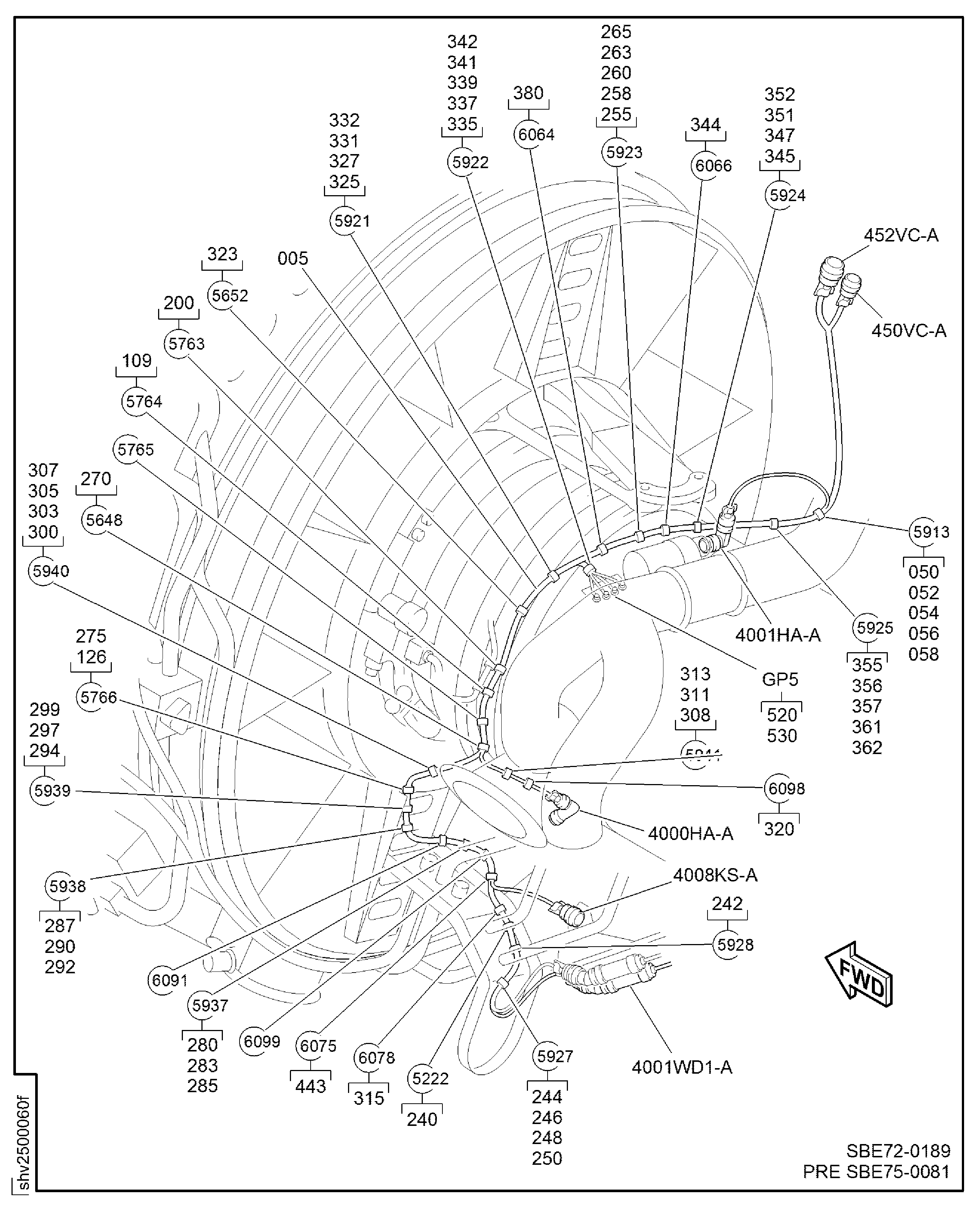 HARNESS CORE SERVICES FIRE (SYS A) NAC TEMP AND