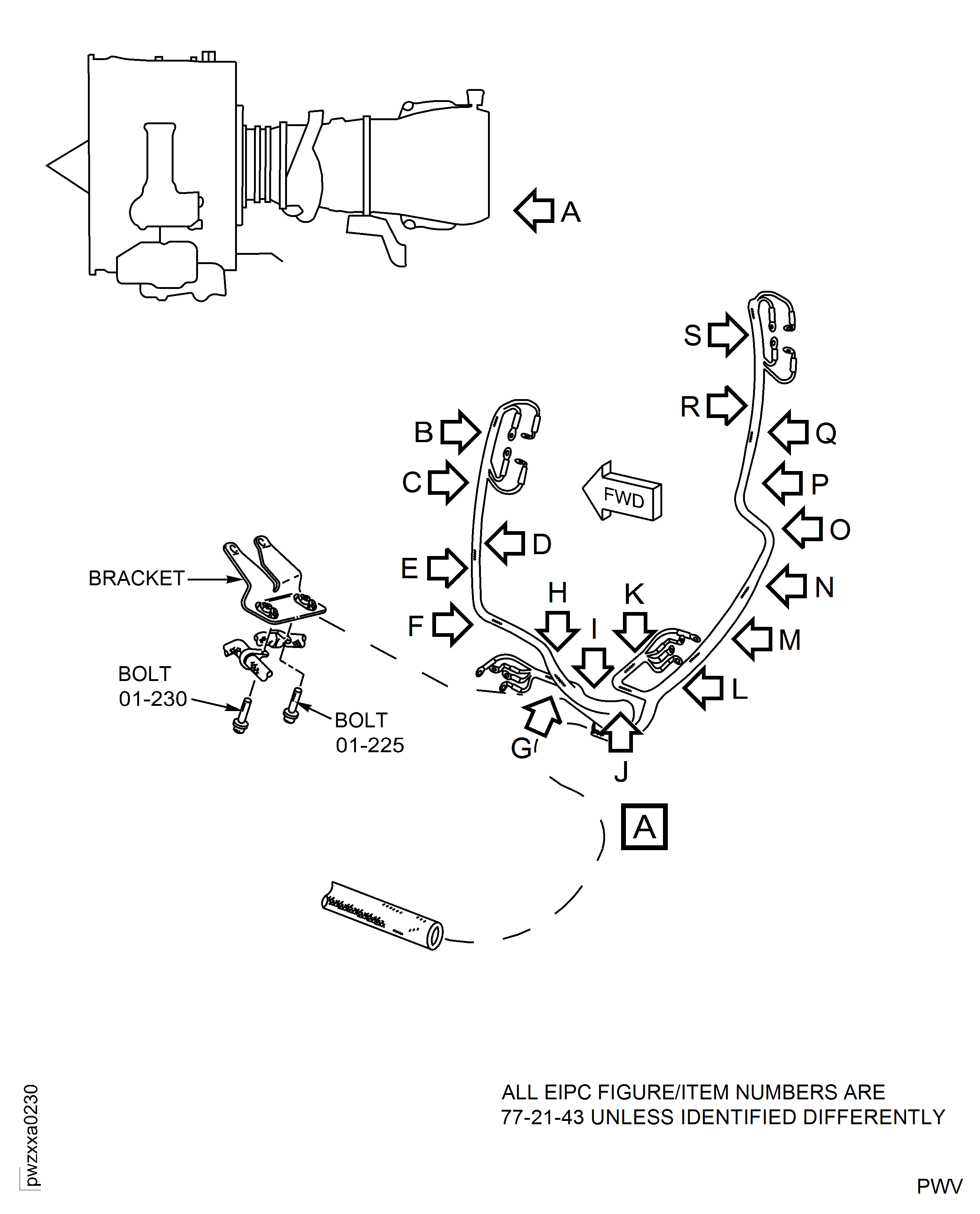 Post SBE 77-0015: View of EGT Harness on Left and Right Side of P - Flange
