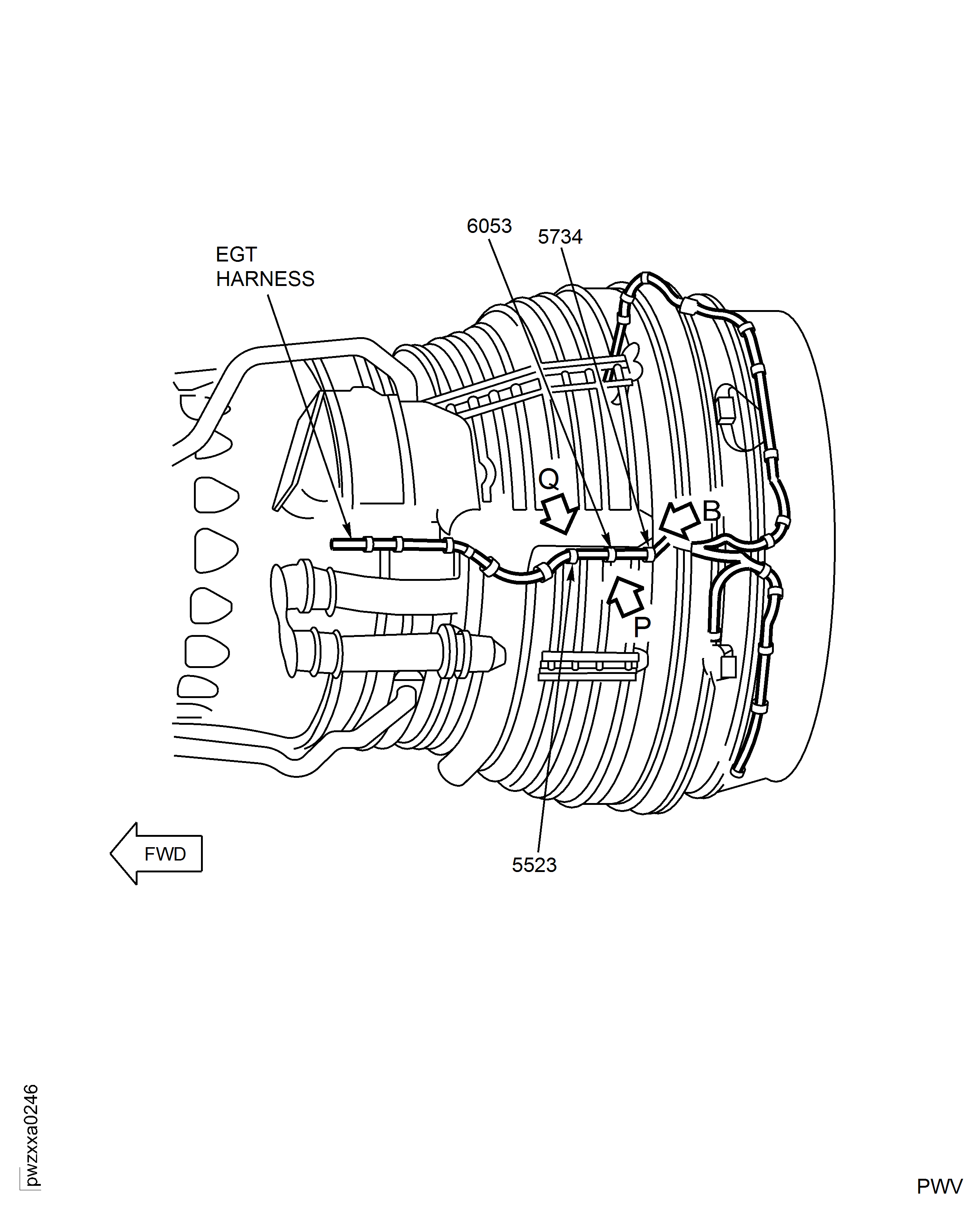 Post SBE 77-0015: Wiring Harness Clip Location AFT of HPC