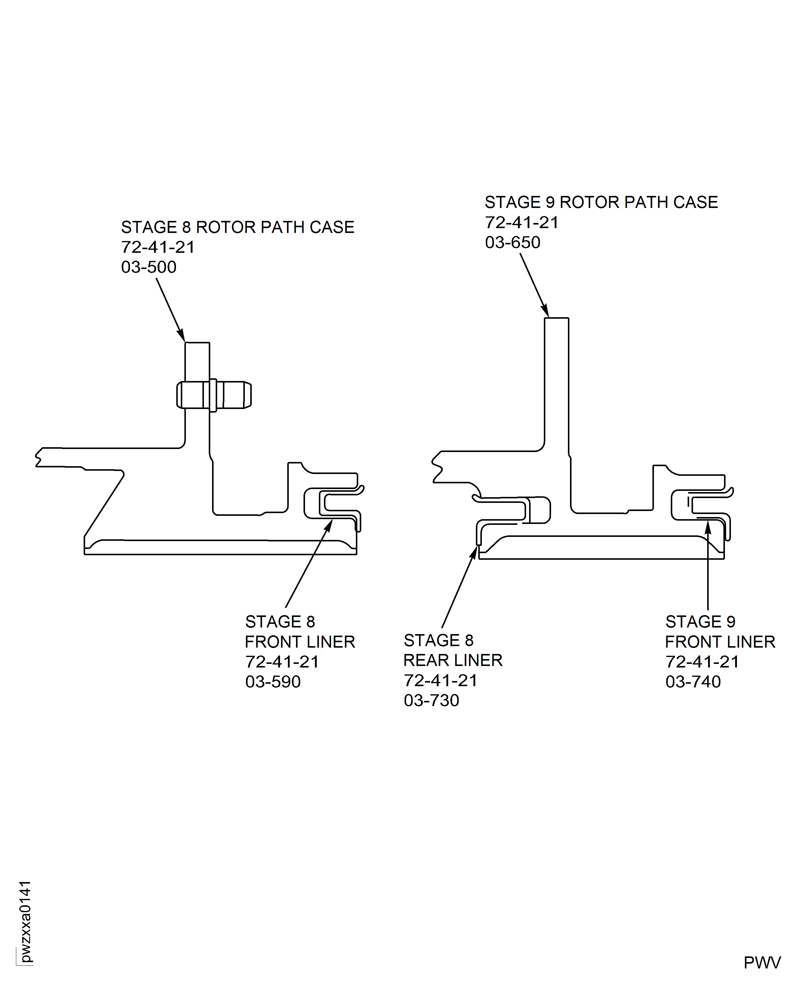 Install the Stage 8 Stator Vane Front and Rear Liners and the Stage 9 Stator Vane Front Liner