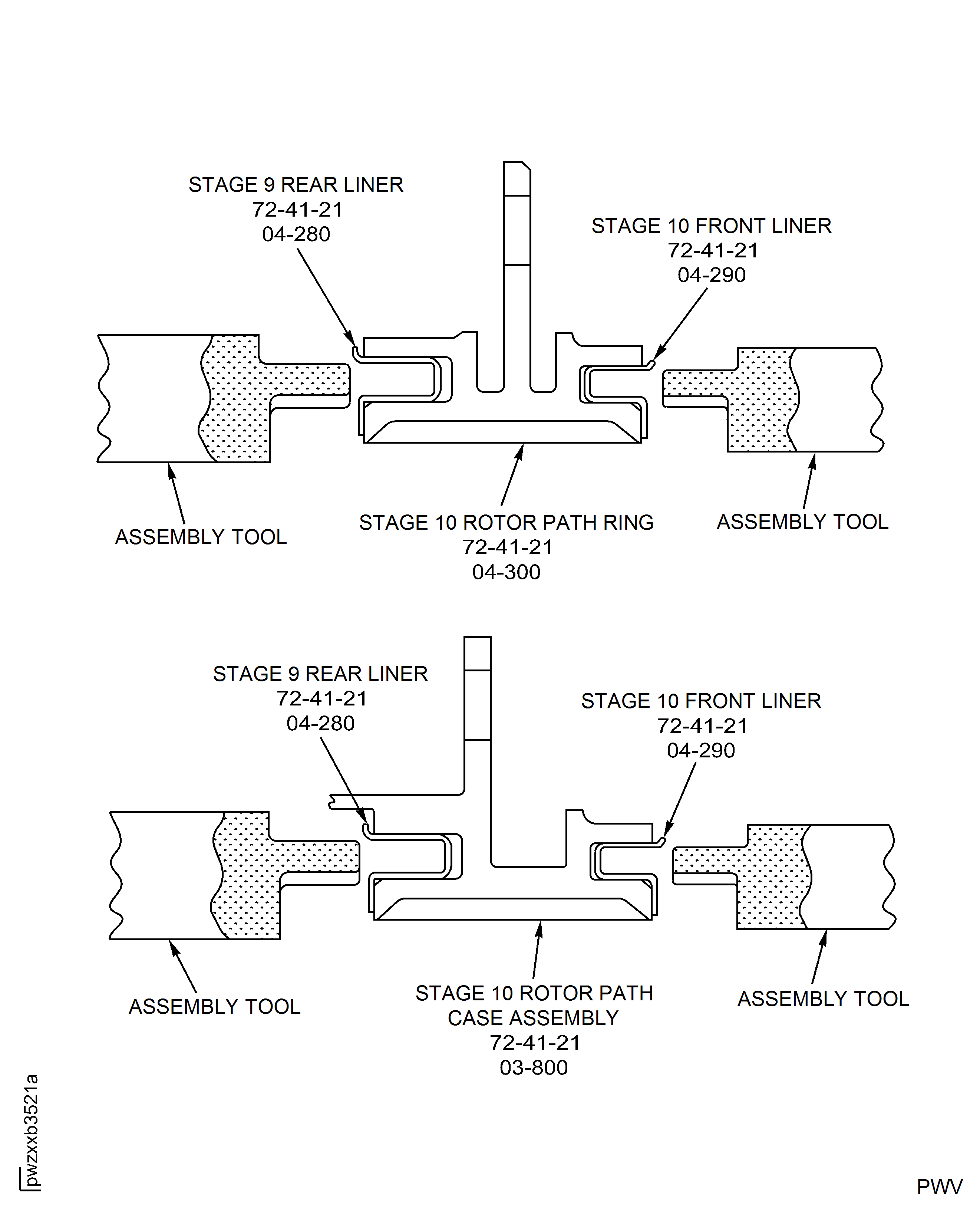 Install the Stage 9 Stator Vane Front and Rear Liners