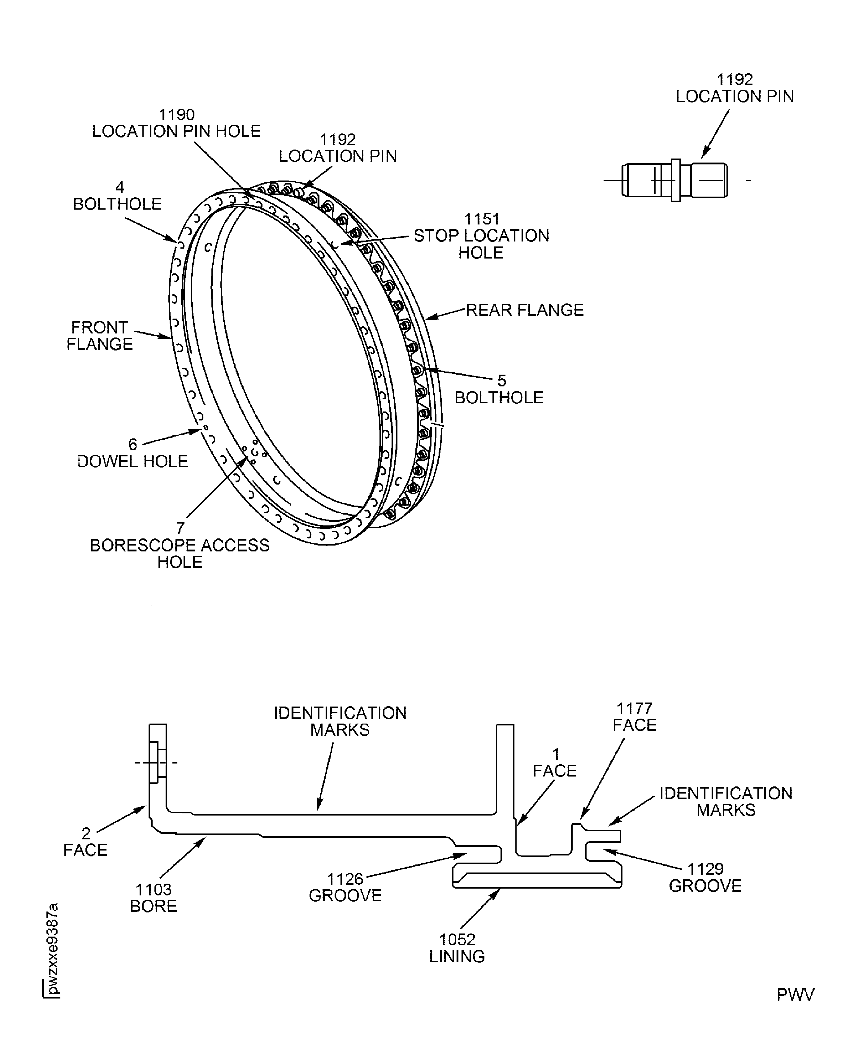 Stage 9 Rotor Path Case Assembly - Inspection Locations