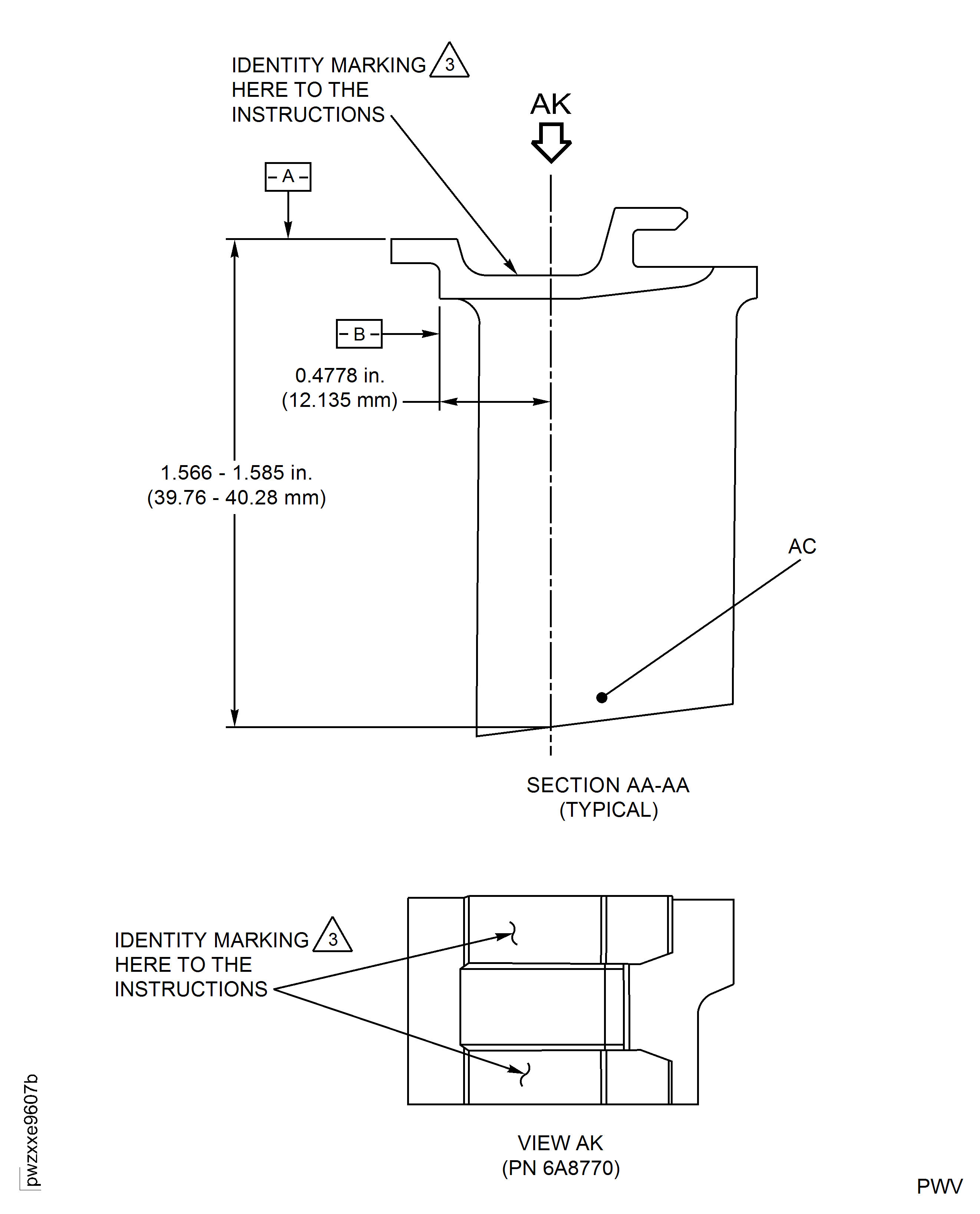 HP Compressor Stage 7 Stator Vane (Assembly B) - Repair Details and Dimensions