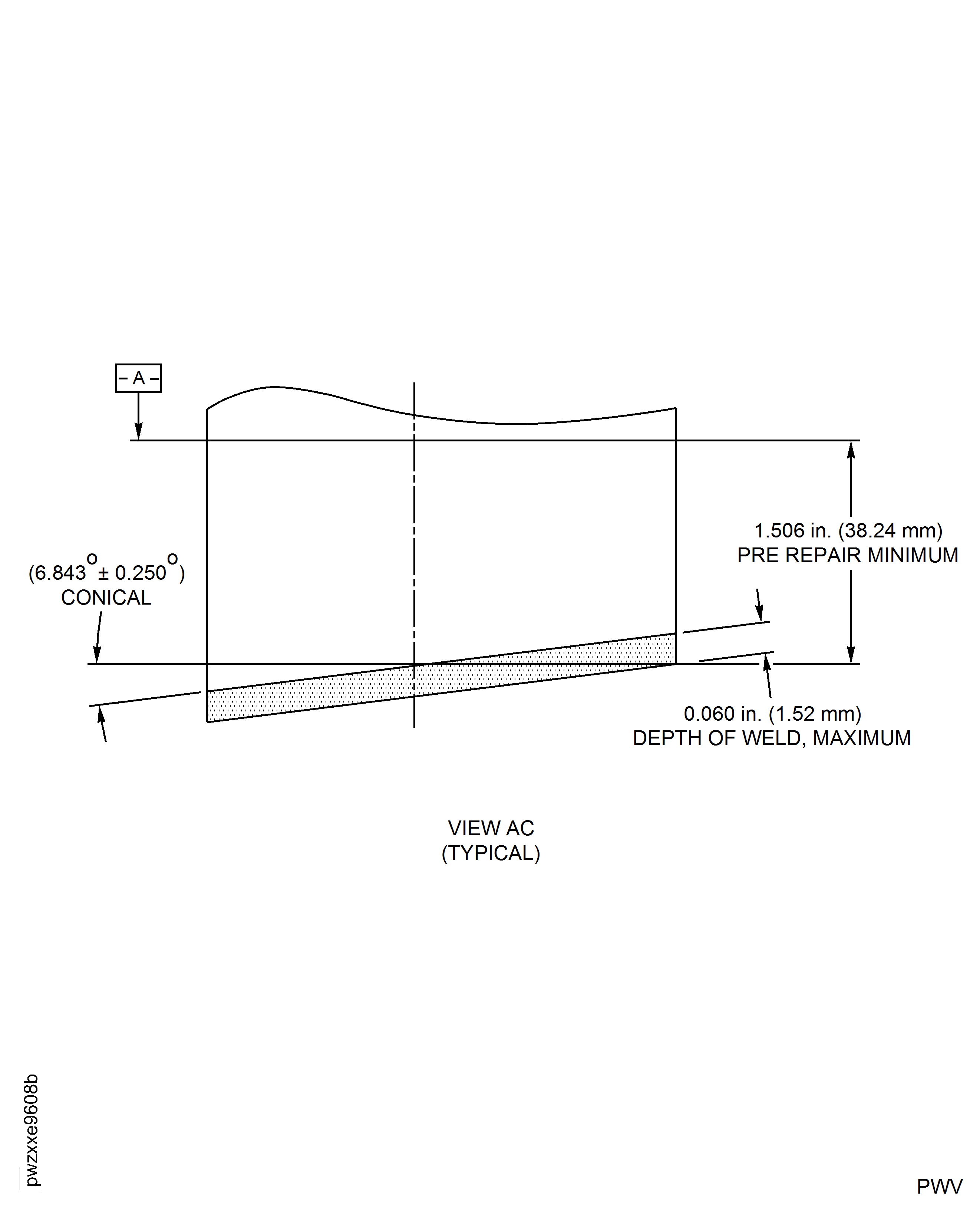 HP Compressor Stage 7 Stator Vane (Assembly B) - Repair Details and Dimensions