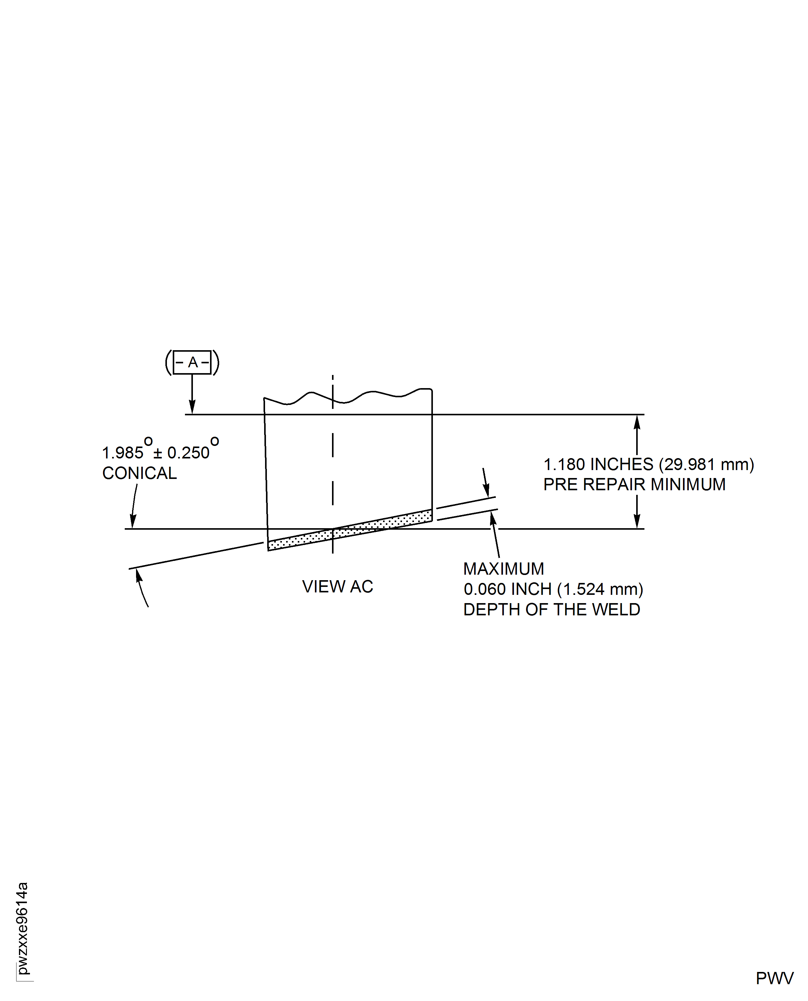 HP Compressor Stage 9 Stator Vane (Assembly D) - Repair Details and Dimensions