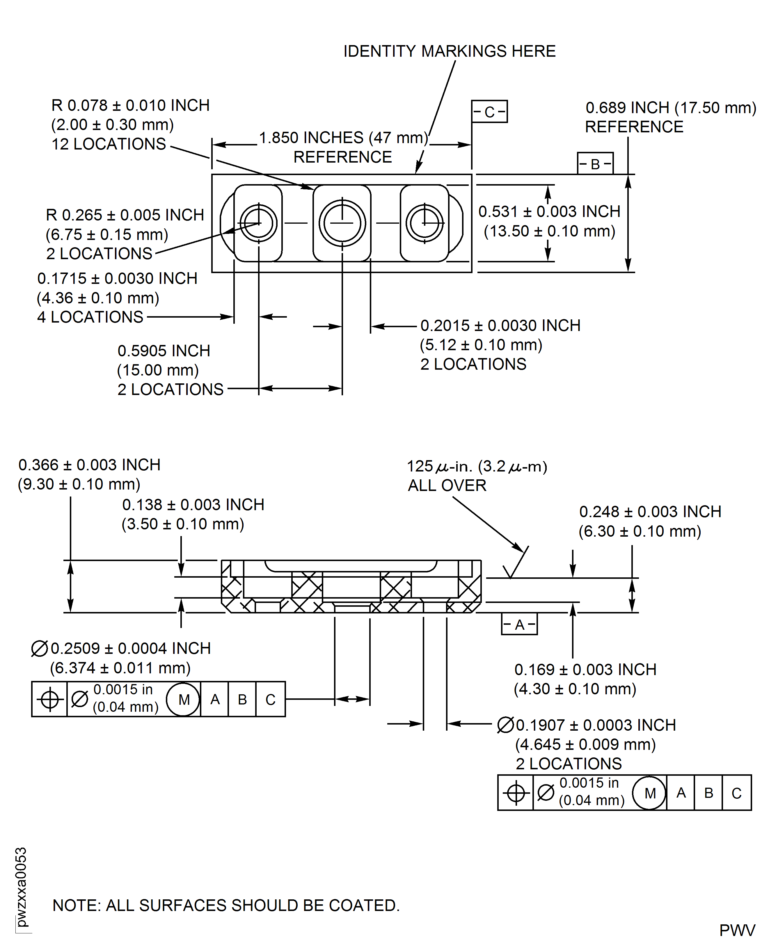 HP Compressor VIGV, Stage 3, 4 and 5 Vane Centralising Pads and Housing - Repair Details and Dimensions - Assembly A