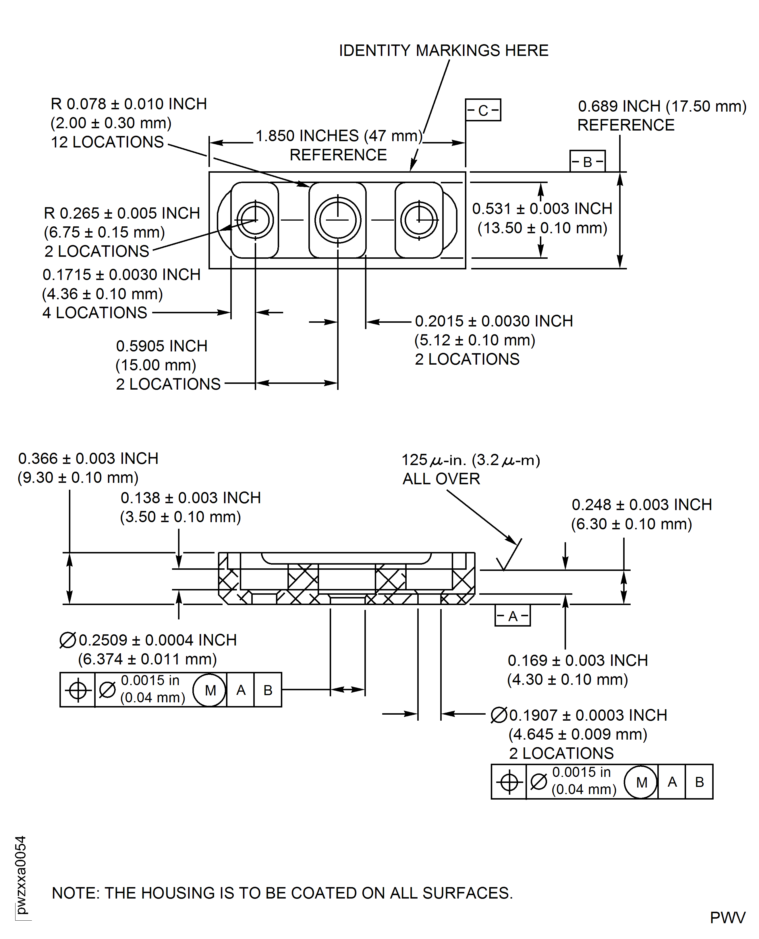 HP Compressor VIGV and Stage 3 Vane Centralising Pads and Housing - Repair Details and Dimensions - Assembly B