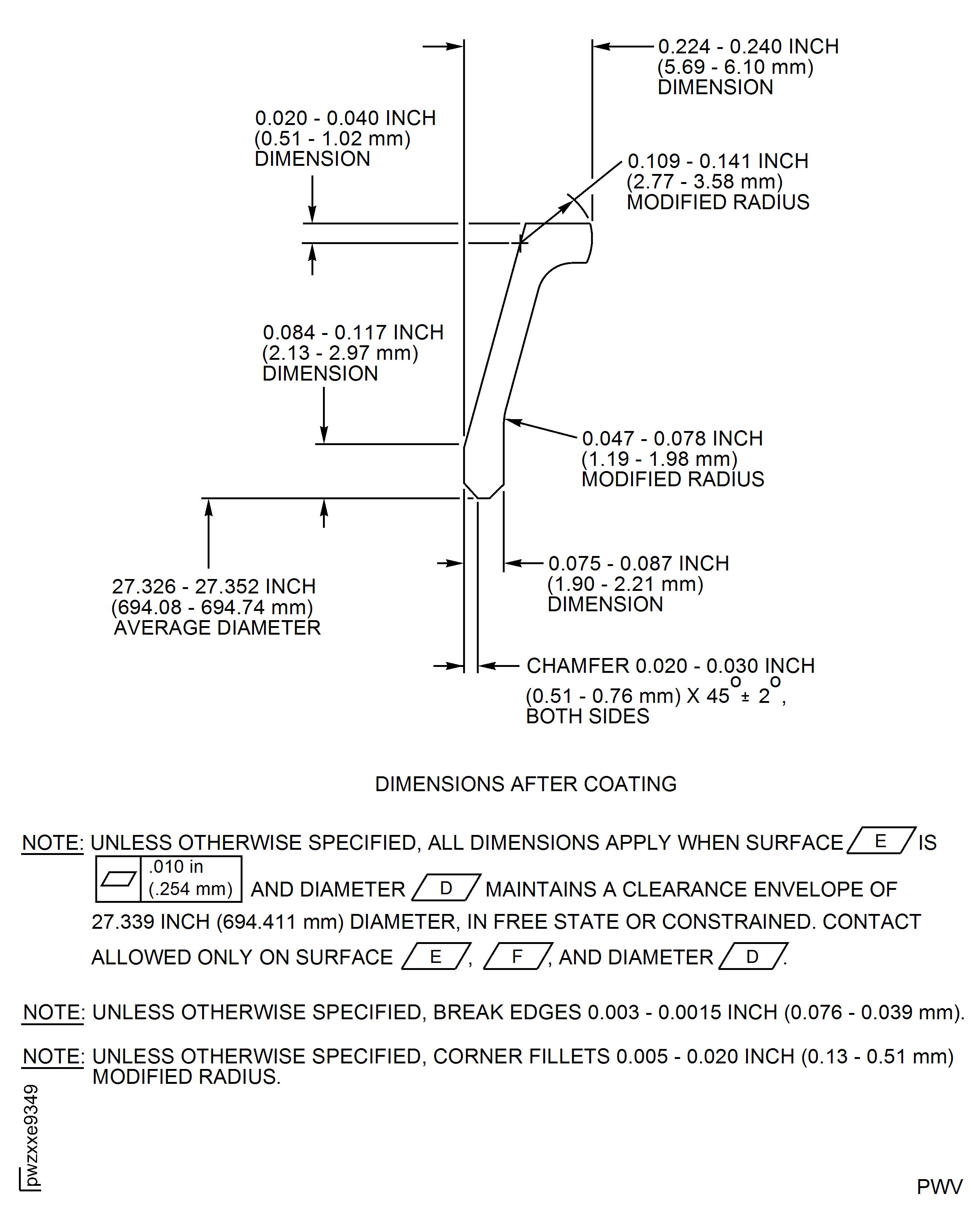 Stage 2 HPT Seal - Dimensions After Coating